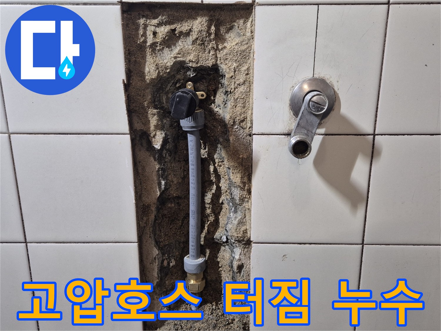 마포구 합정동 현대빌라 누수 - 샤워기 수전 연결부 고압호스 터짐으로 누수 발생
