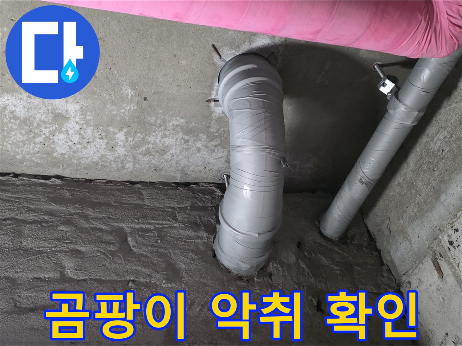 화도읍 창현리 두산아파트 오수 배관 주변 곰팡이 및 악취 발생 상태 확인 사진