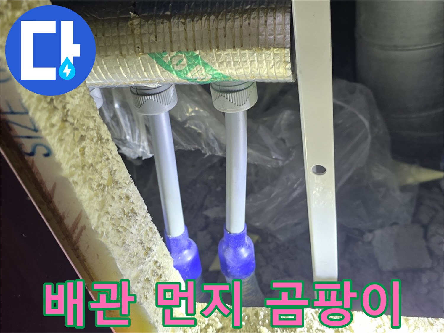 삼숭동 양주자이 누수 - 배관 연결 부속 주변 먼지 뭉침 및 곰팡이 흔적 꼼꼼 검사 진행