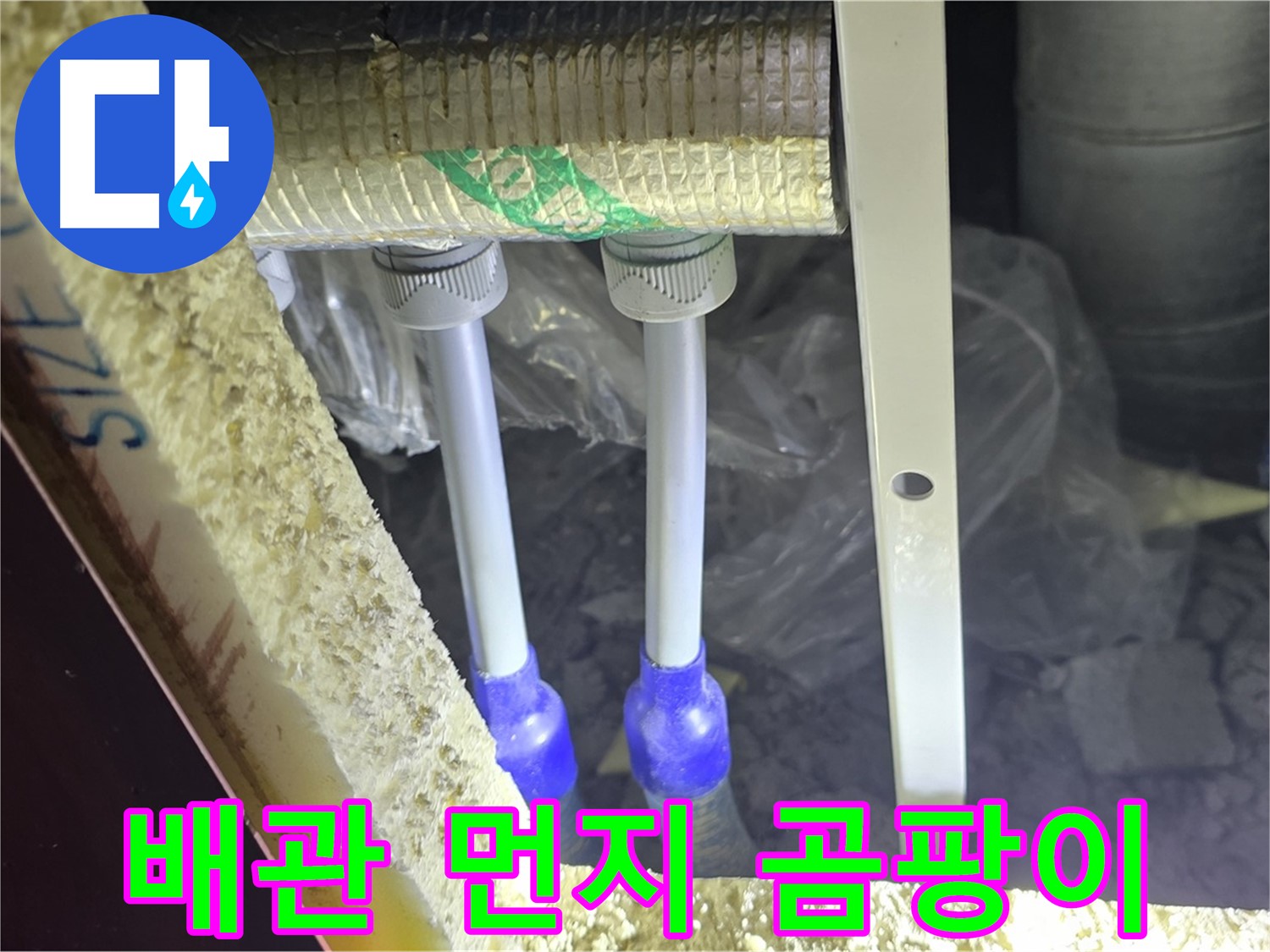 삼숭동 양주자이 누수 - 배관 연결 부속 주변 먼지 뭉침 및 곰팡이 흔적 꼼꼼하게 검사 진행