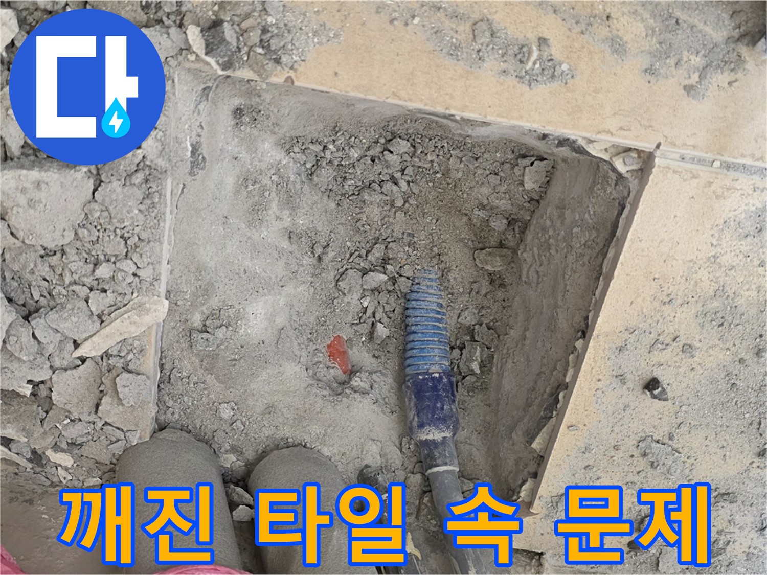 양주 삼숭동 자이아파트 누수 - 깨진 타일 안쪽에서 문제점 발견