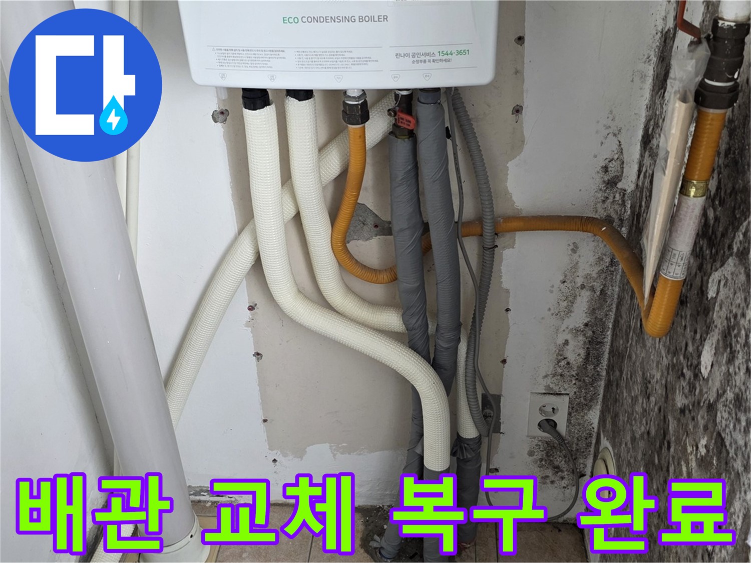 길음동 아파트 누수 공사 - 곰팡이 벽, 부식된 보일러 배관 연결부 교체 및 누수 완벽 복구 완료