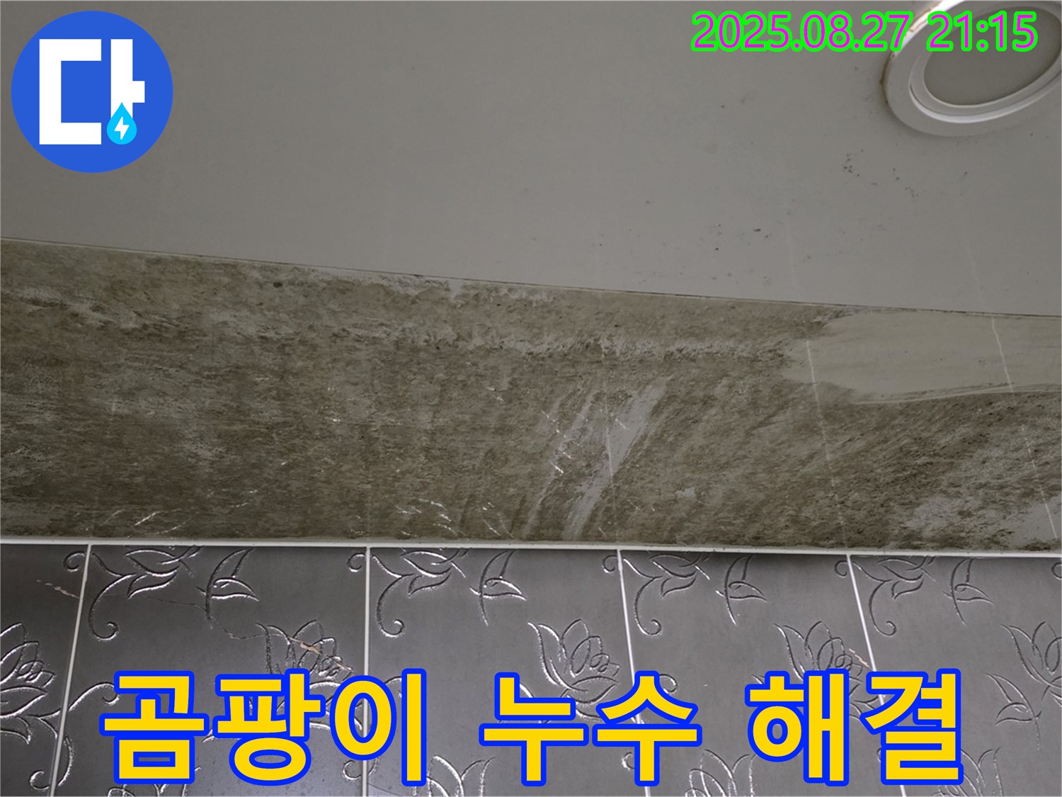 운중동 산운마을 아파트 - 곰팡이로 가득했던 화장실 천장, 누수 완벽 해결 후 깨끗해진 모습입니다.