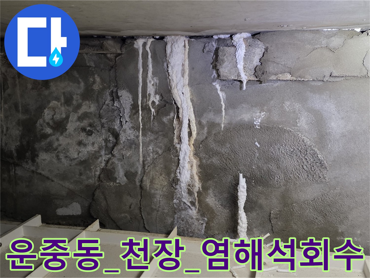 운중동 콘크리트 천장 - 염해, 석회수, 철근 부식 우려
