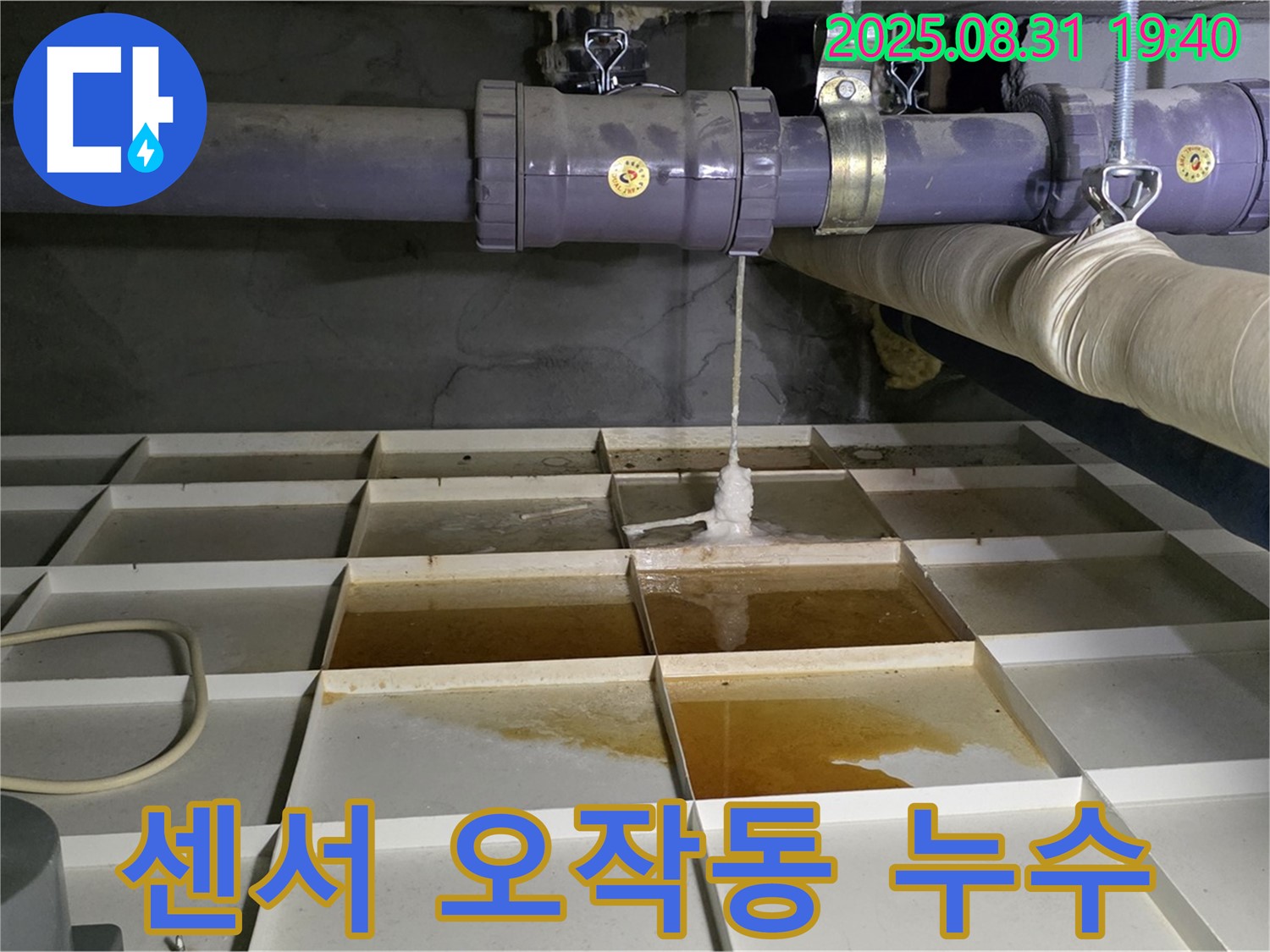 분당 산운로 누수 - 물탱크 수위 센서 오작동으로 인한 누수 - 센서 점검 및 교체가 필요합니다.