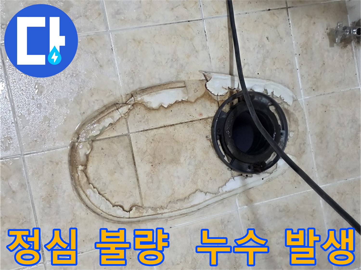 변기 누수 - 정심 불량으로 인한 누수 발생