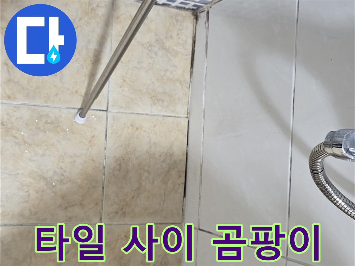 욕실 타일 사이 검은 곰팡이 - 누수 신호 - 빠른 대처 중요