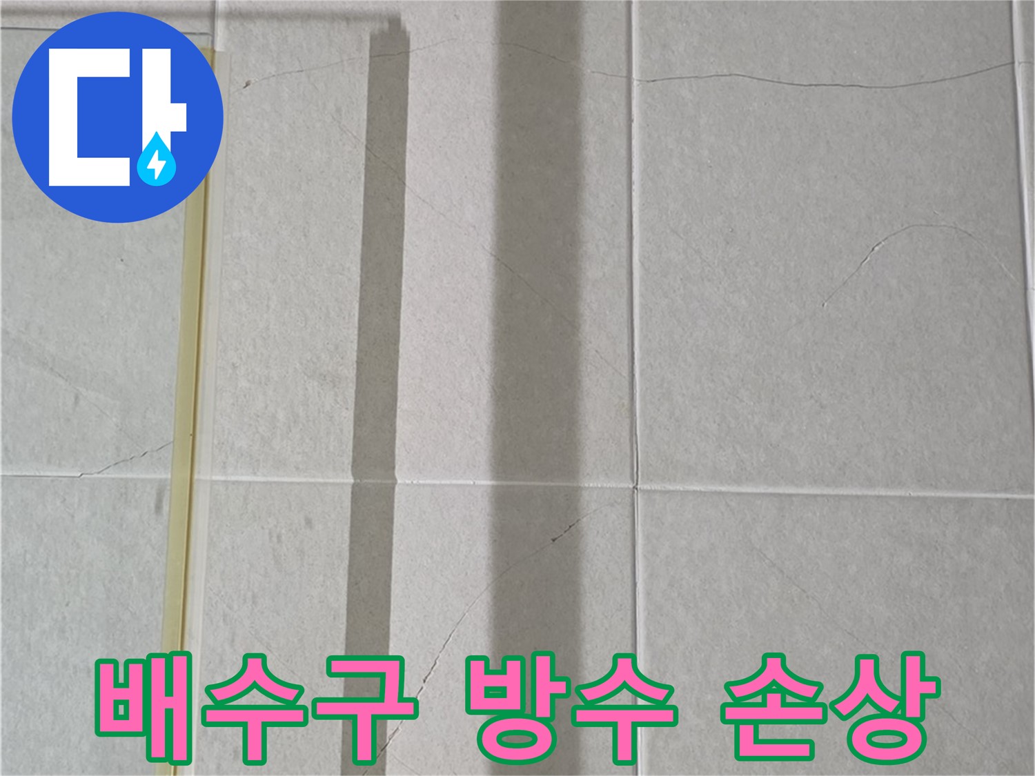 분당 욕실 벽 누수 - 배수구 주변 방수층 손상으로 인한 누수 의심