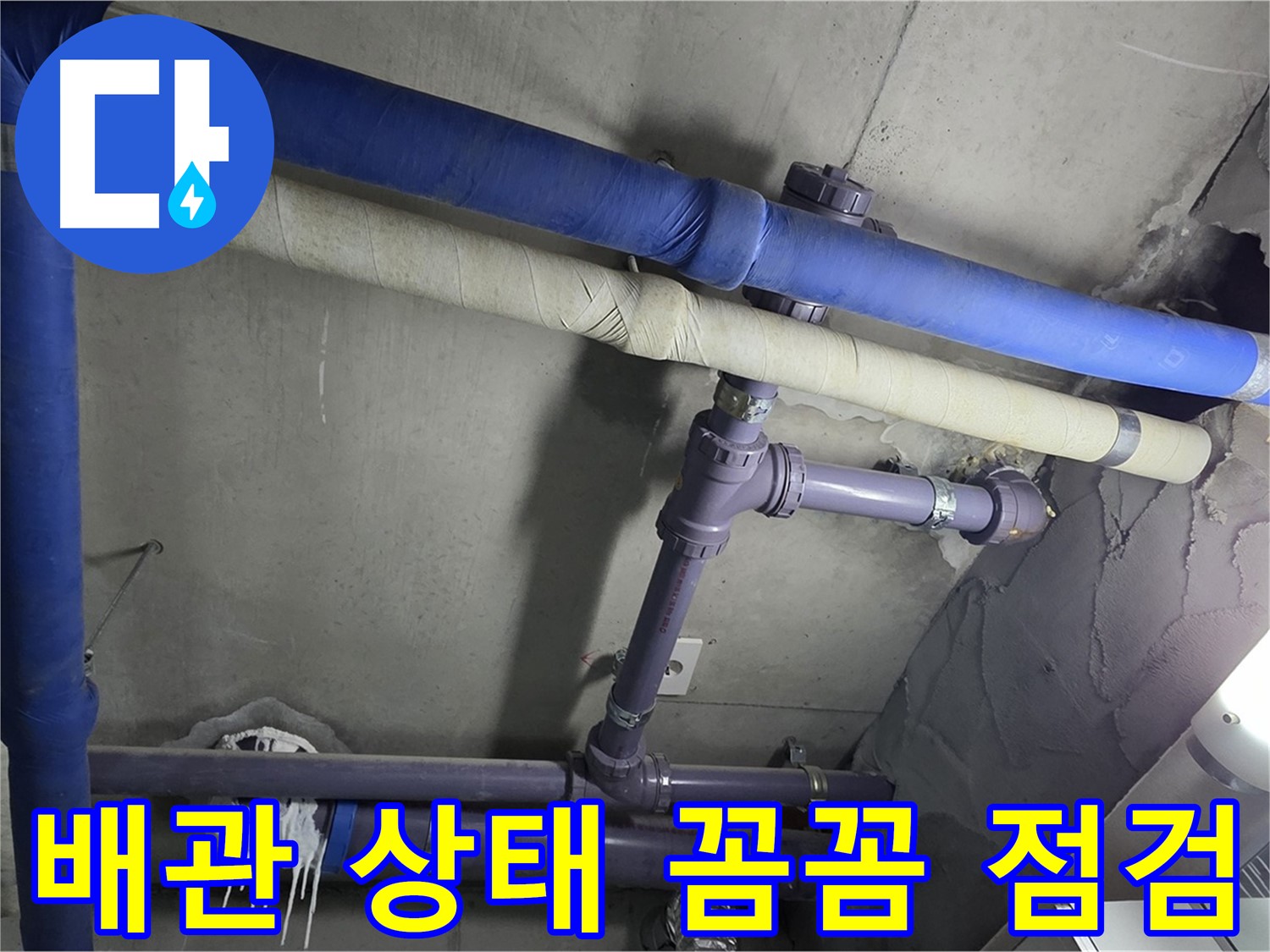 분당 운중동 산운로 아파트 배관 상태 꼼꼼 점검 - 누수 원인을 찾기 위해 배관의 상태를 세밀하게 확인합니다.