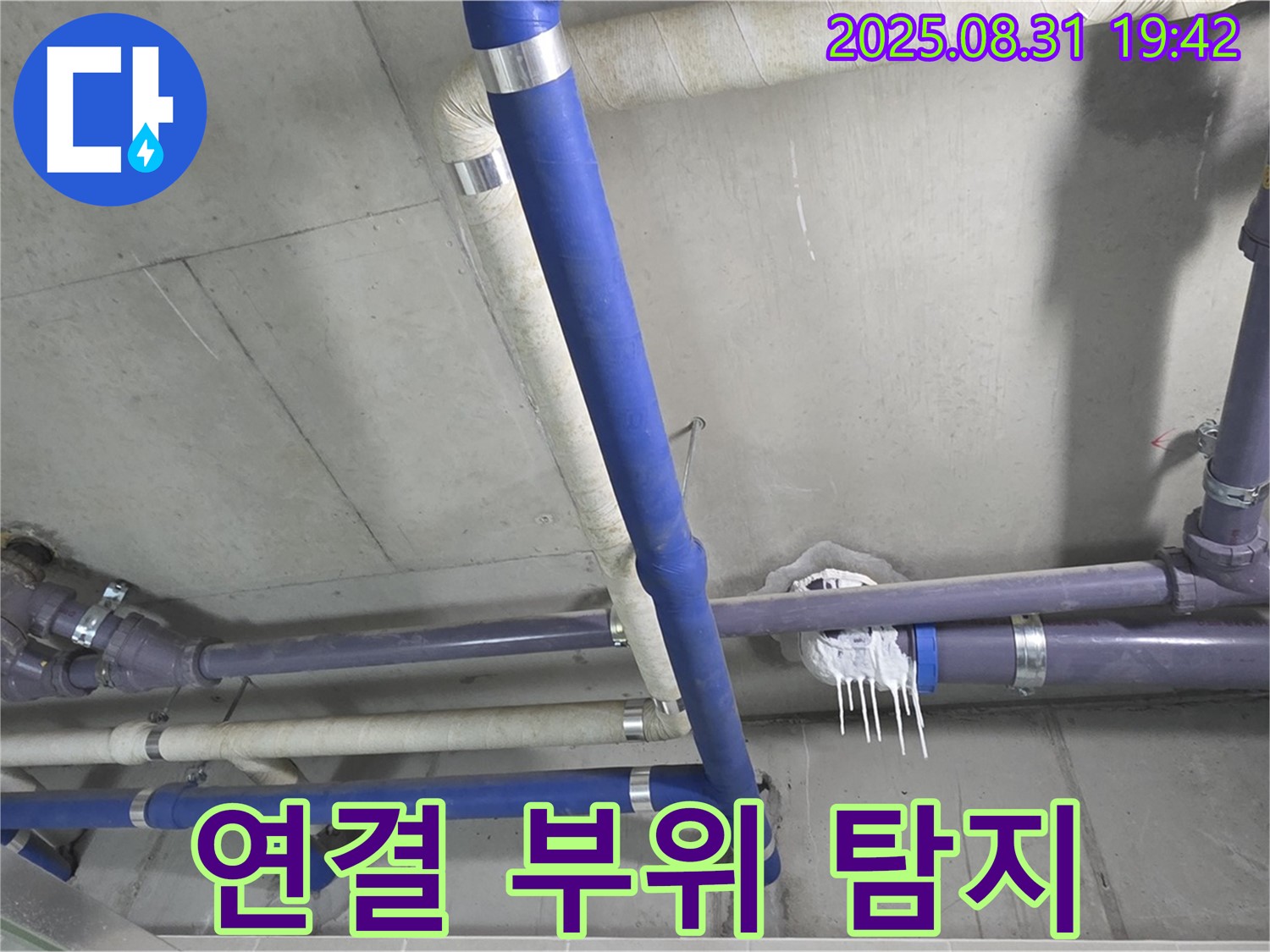 분당 운중동 산운마을 누수 - 배관 연결 부위를 집중적으로 탐지하는 모습