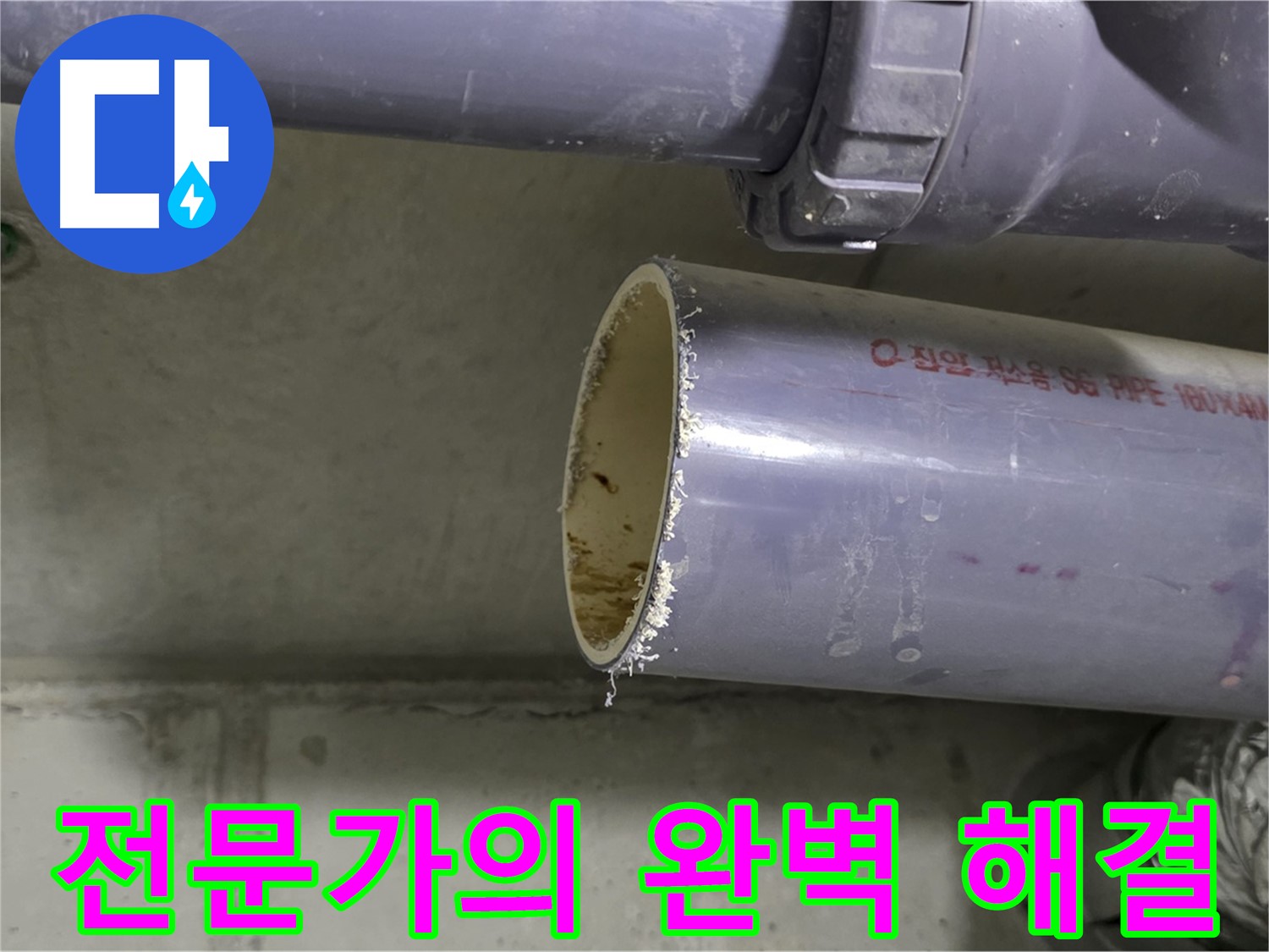 분당구 운중동 누수 현장 - 전문가가 누수 문제를 해결하고 있는 모습