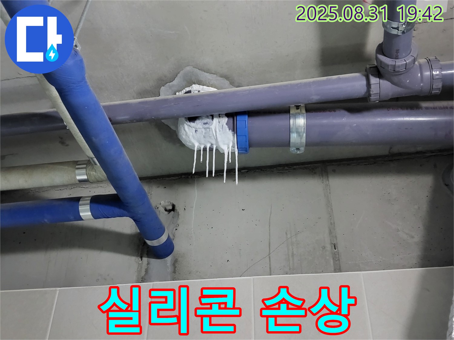 성남 분당 운중동 산운로 주택 욕실 누수 - 핀 시공 후 실리콘 들뜸 및 균열 확인