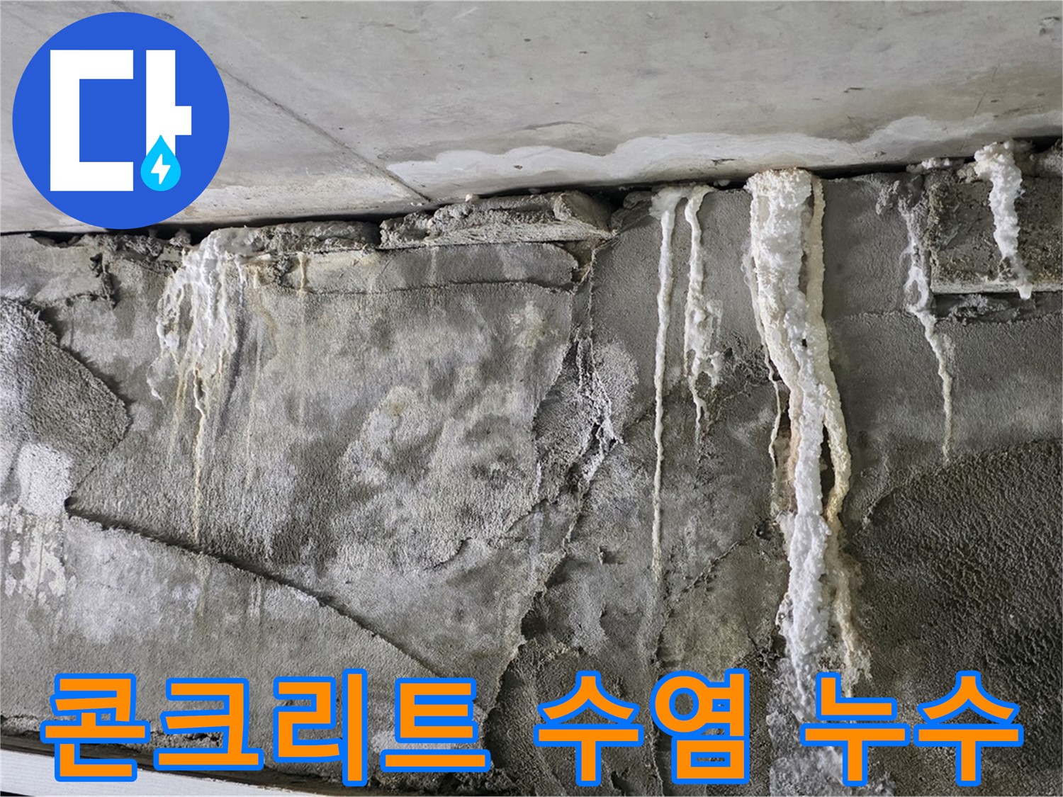 운중동 누수 - 콘크리트 벽 하얀 수염, 건물 골병