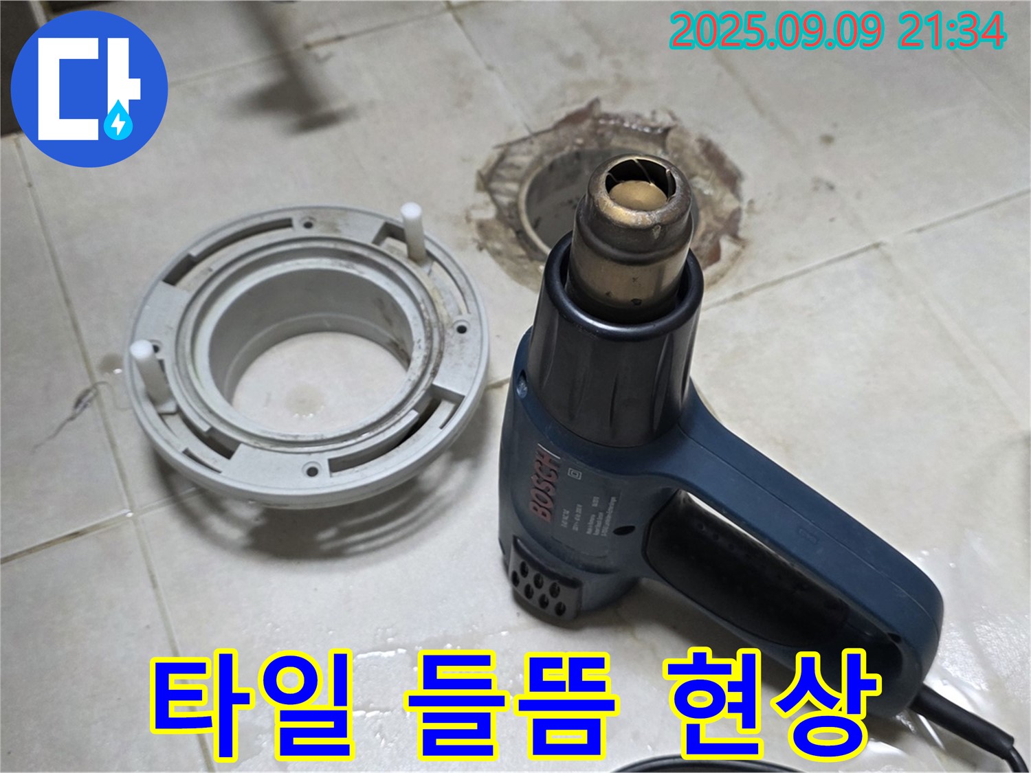 양주 옥정 율정마을 아파트 욕실 배수구 주변 타일 들뜸 현상 - 누수 가능성 진단