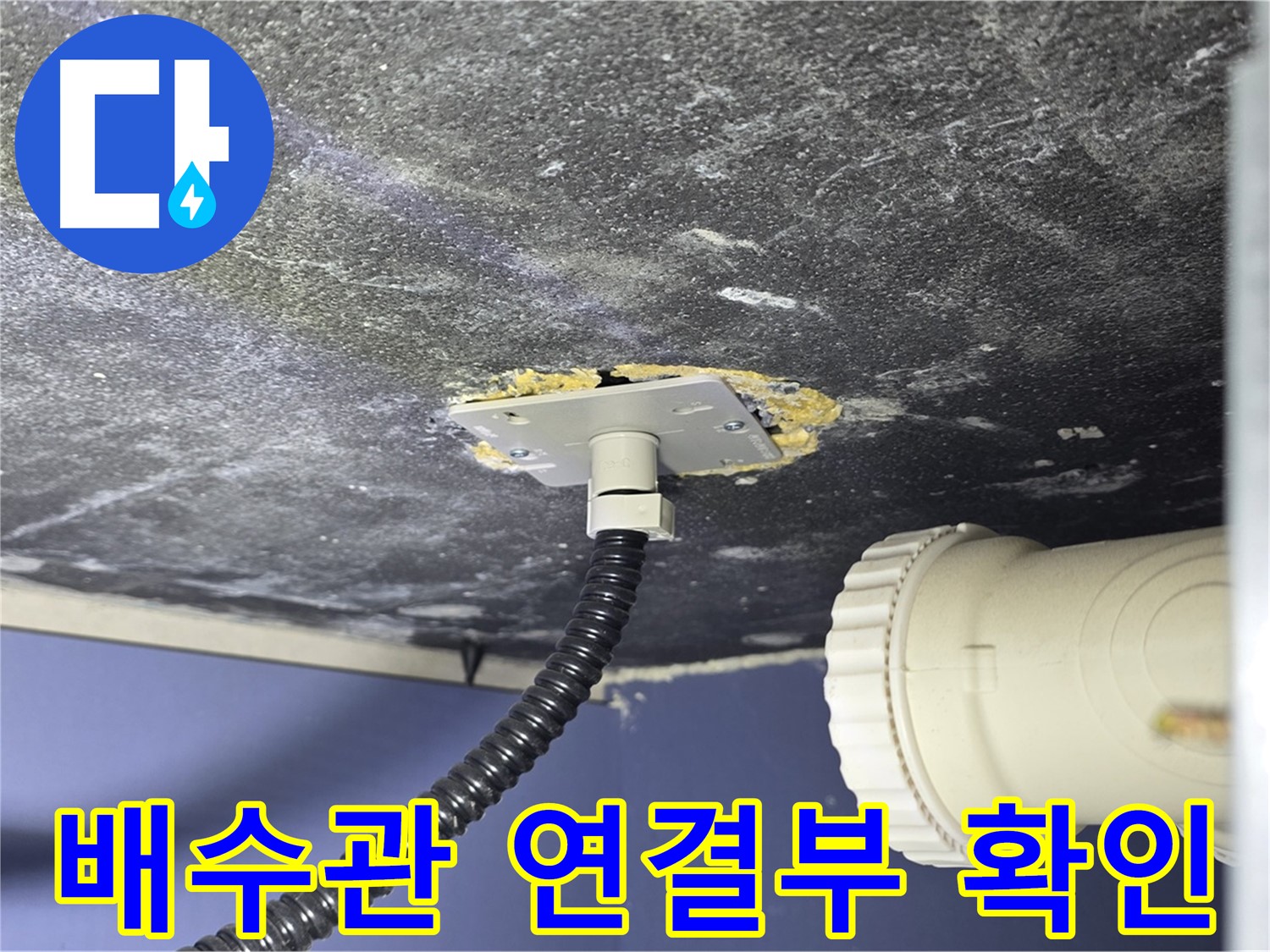 운정어반프라임 세면대 배수관 연결부 누수 - 누수 지점을 확인하고 보수 계획을 세우는 모습