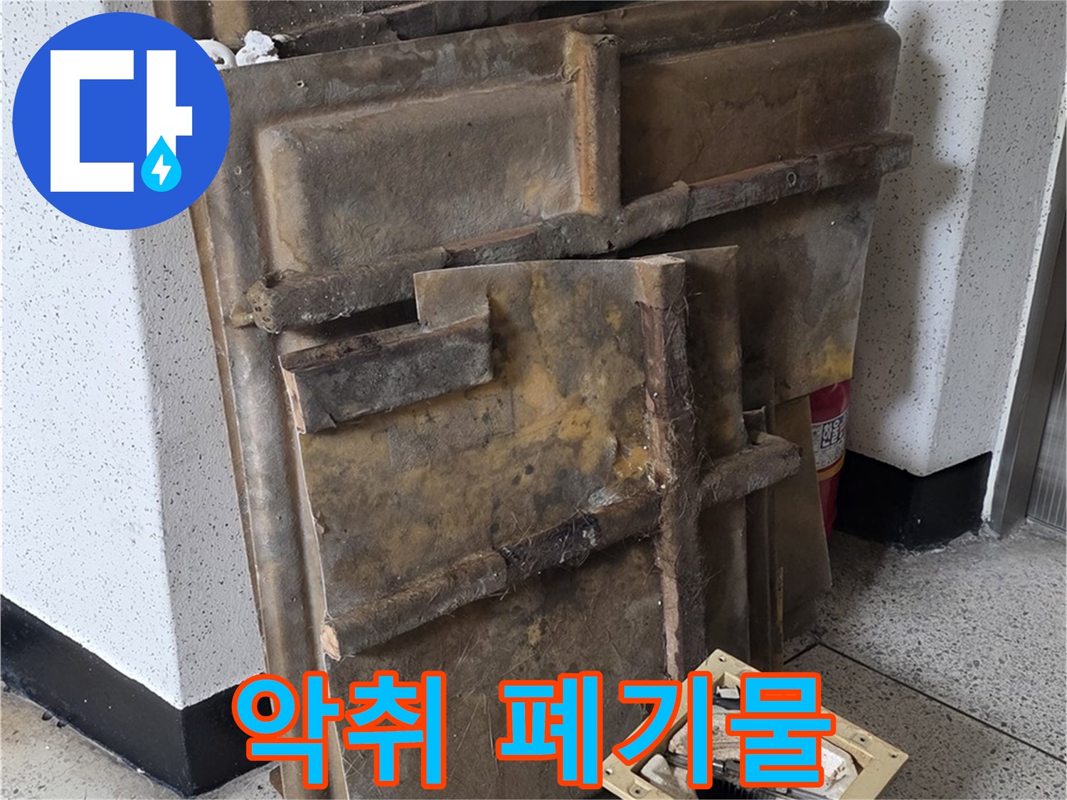 곰팡이 슨 석고보드와 조명 - 곰팡이 냄새 주의