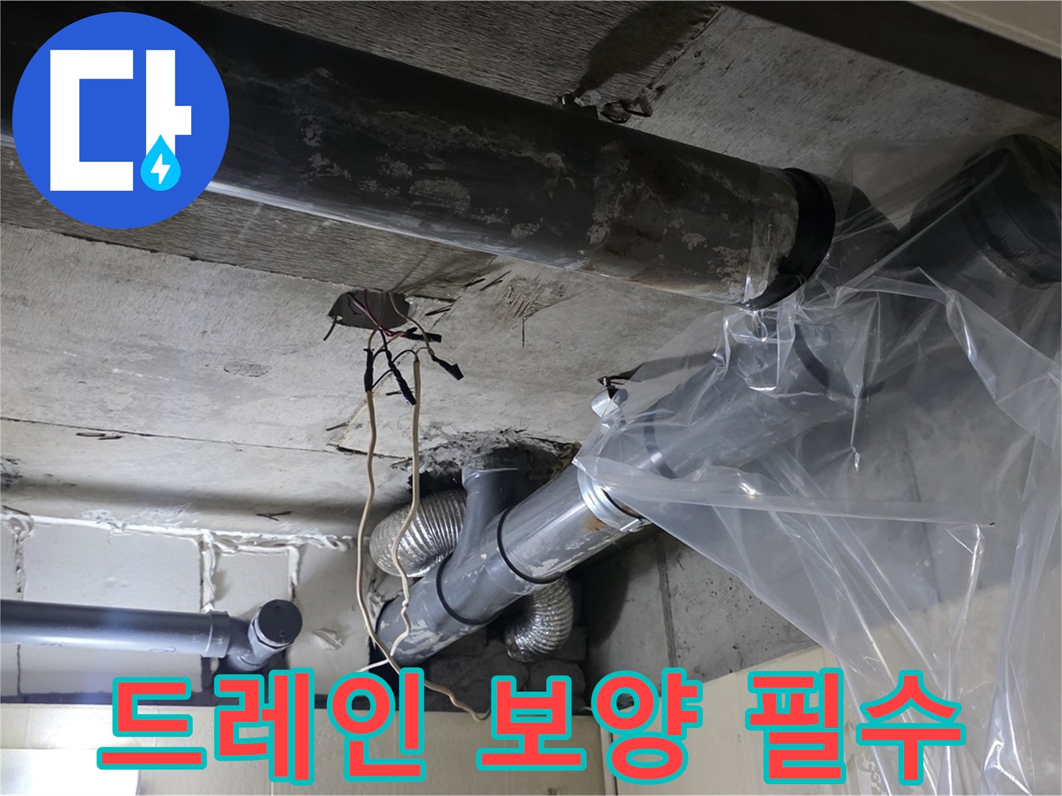 신사동 새절역 현대아파트 배관 드레인 보양 작업 - 오염 방지 철저