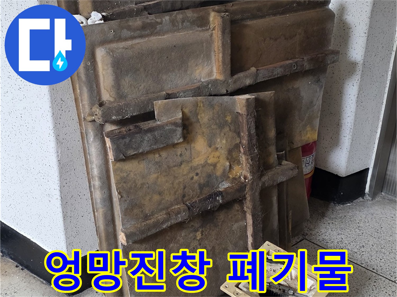 폐기 전 석고보드와 조명 - 곰팡이와 누수로 엉망진창