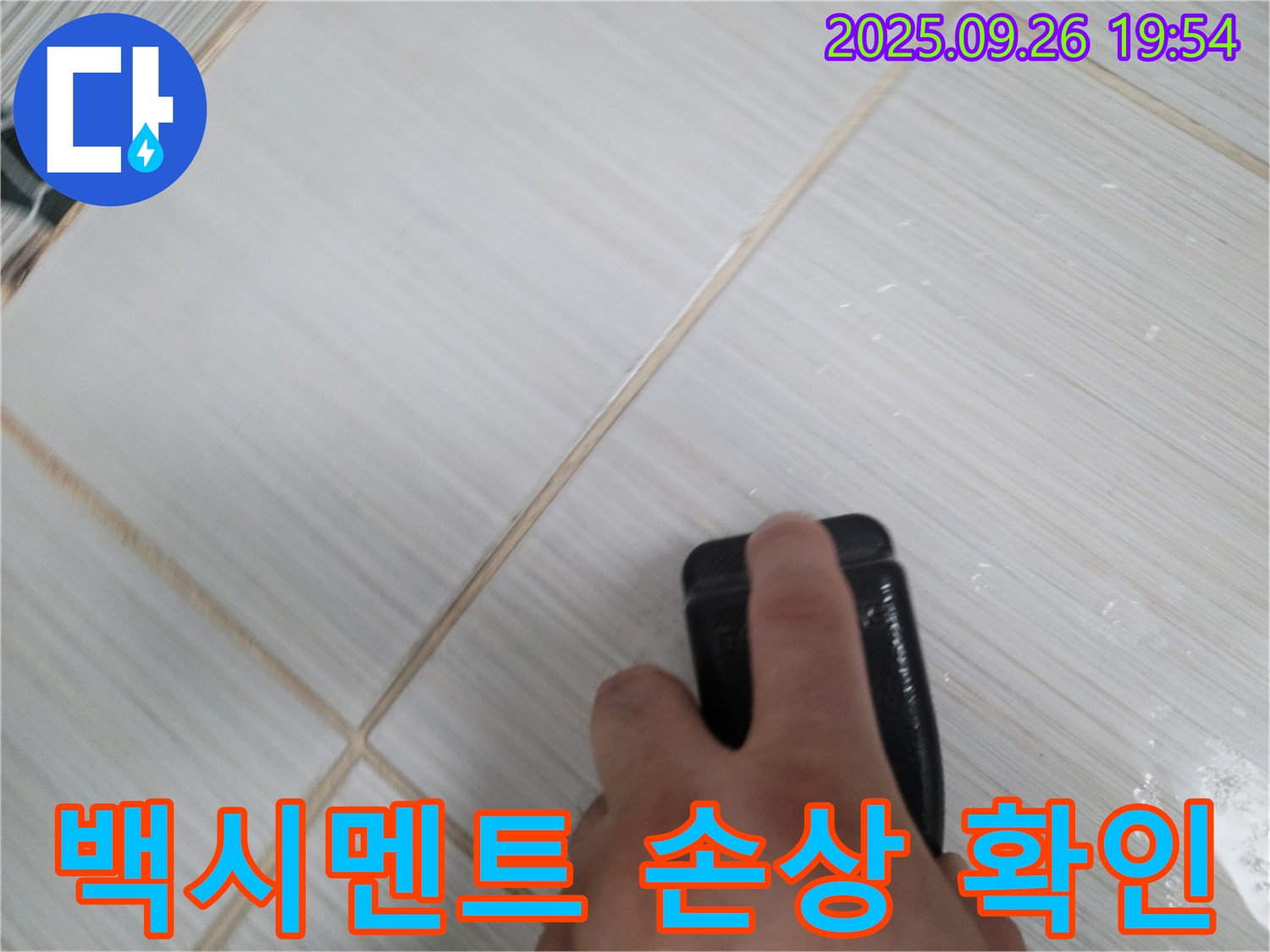 동두천 누수탐지 - 타일 사이 백시멘트 손상 확인 - 꼼꼼한 점검으로 문제 발견