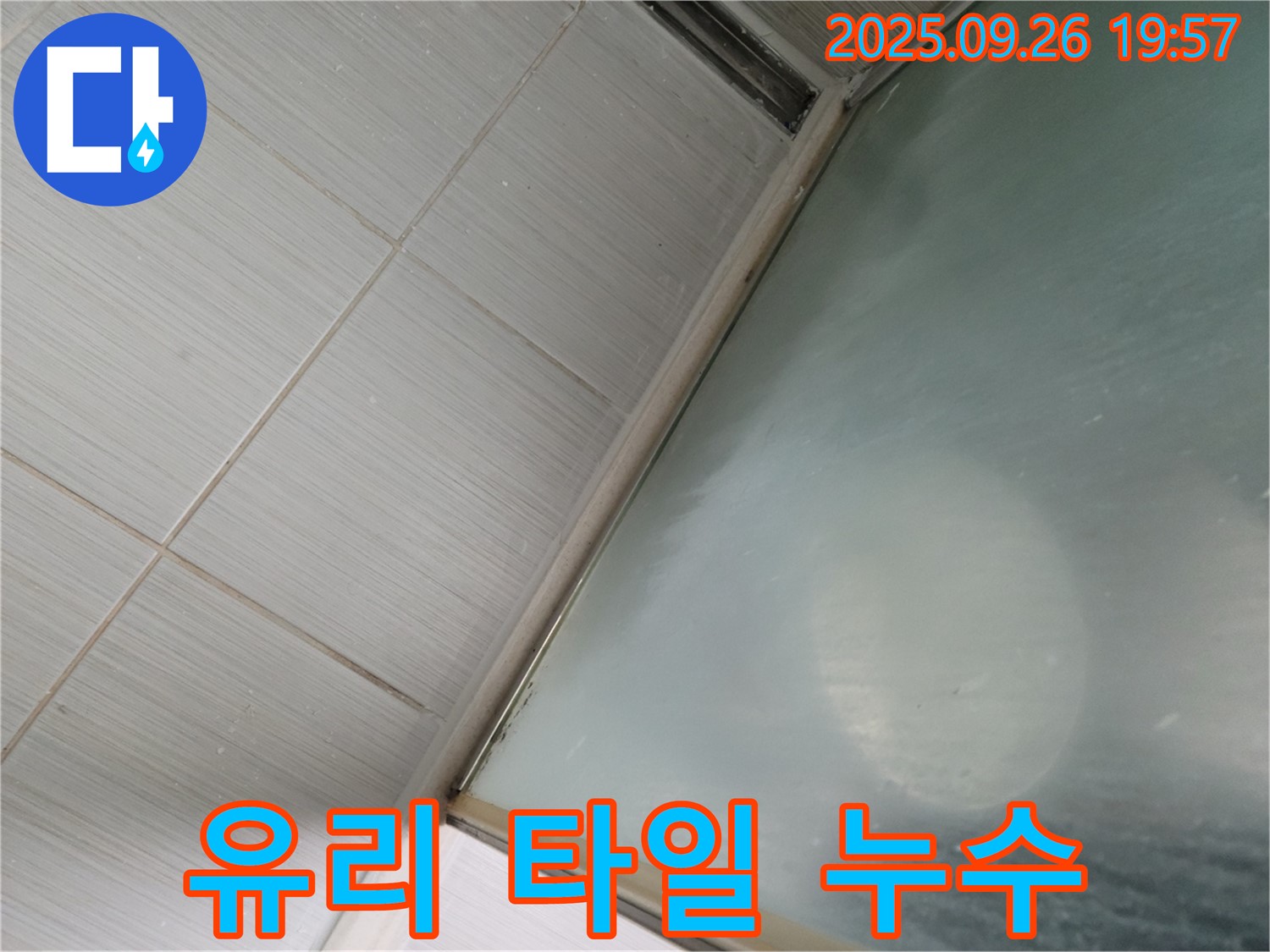 동두천시 강변동 46번지 샤워부스 누수 - 유리와 타일 틈새 실리콘 손상으로 인한 누수
