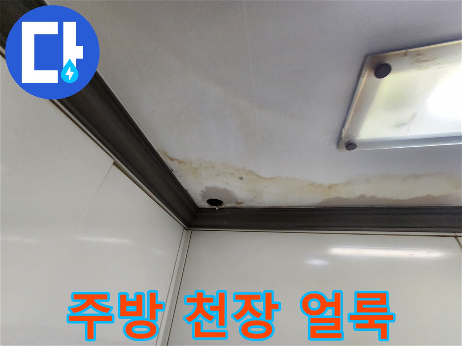 양주시 주방-천장 부위의 누수 흔적과 얼룩 상태