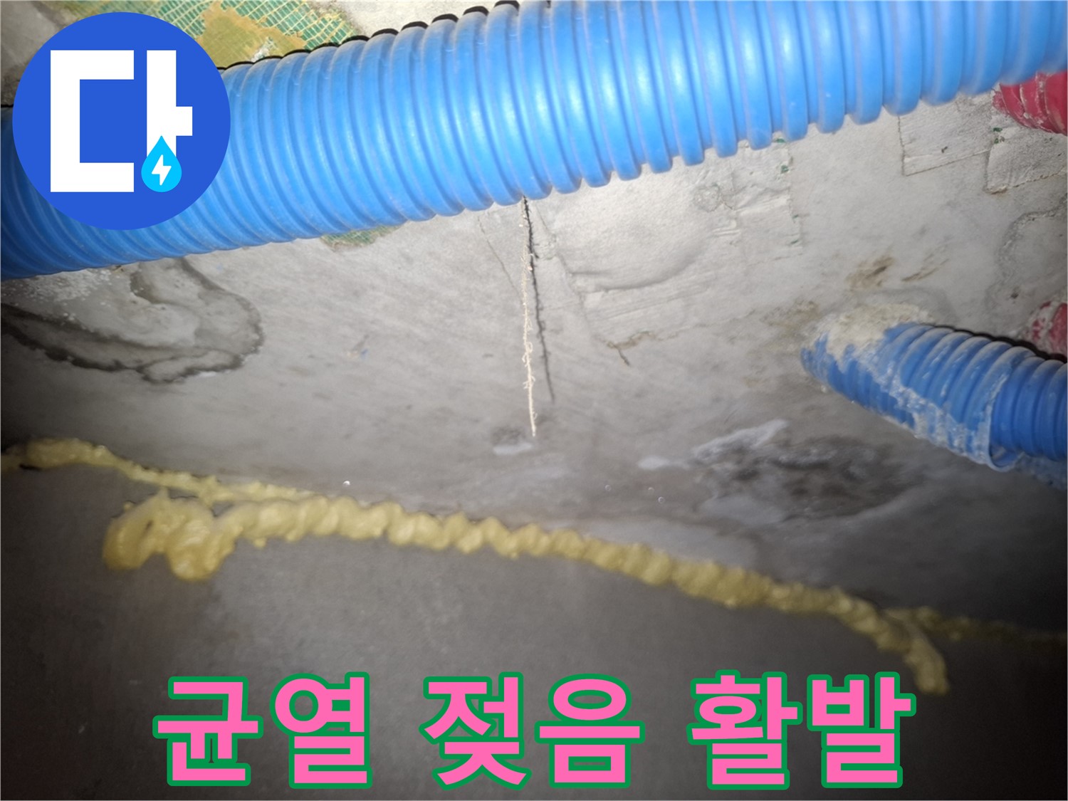 콘크리트 균열 부위 젖어있음 - 누수 활발 - 팔달구 신풍동