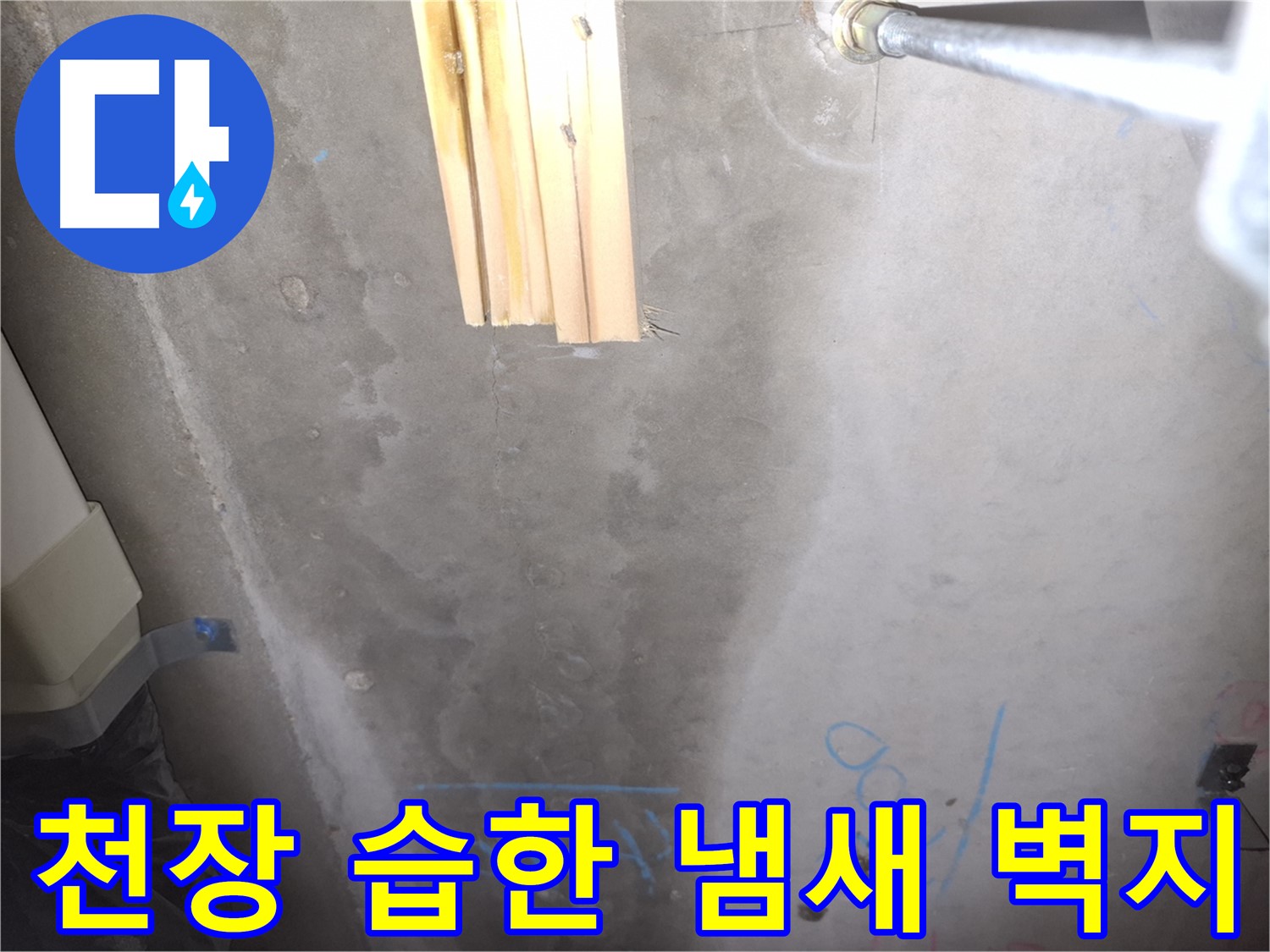 콘크리트 천장 누수 - 습한 냄새와 벽지 손상