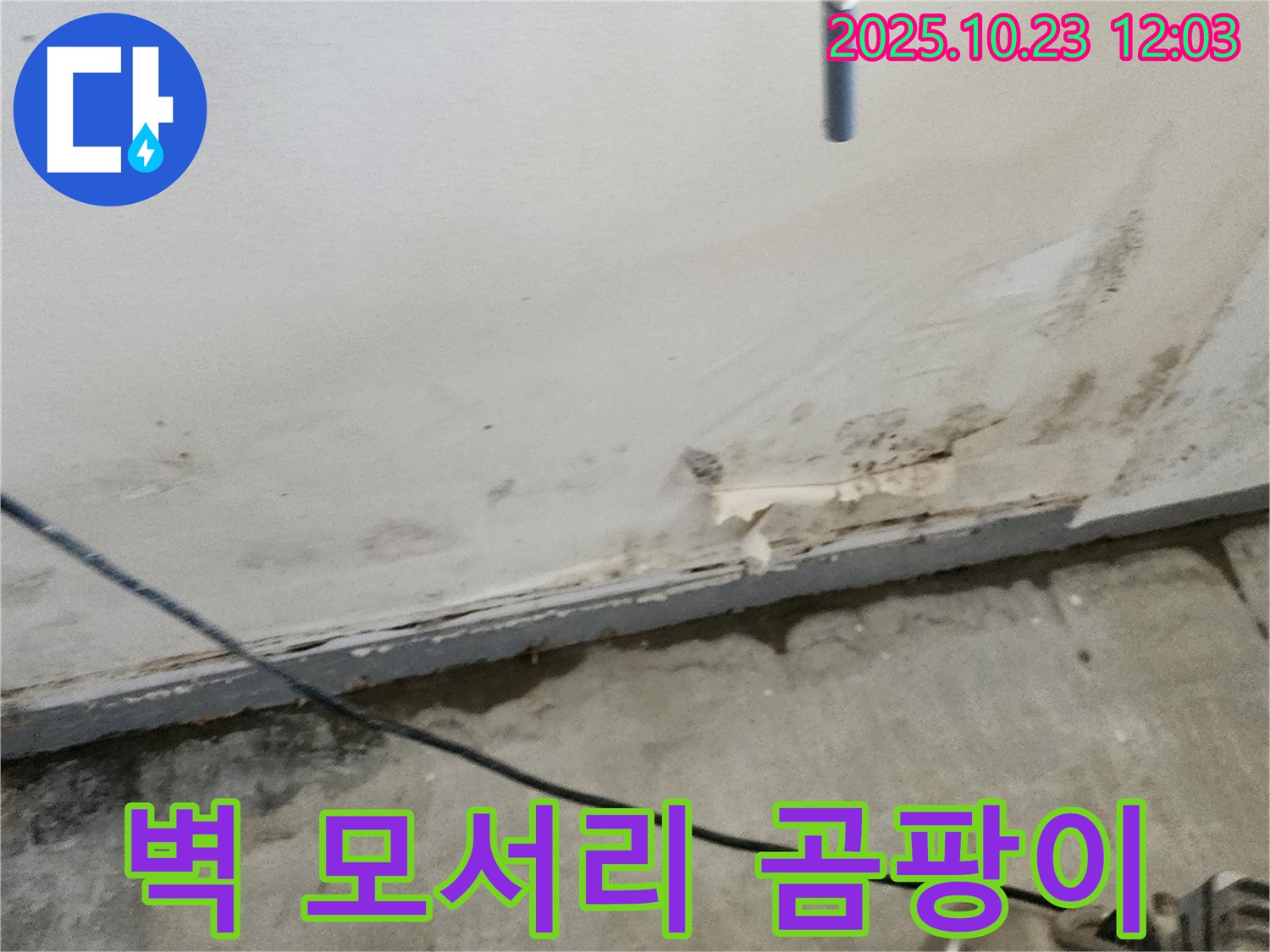 벽 모서리 곰팡이 - 습기가 집중되어 곰팡이가 발생한 벽 모서리