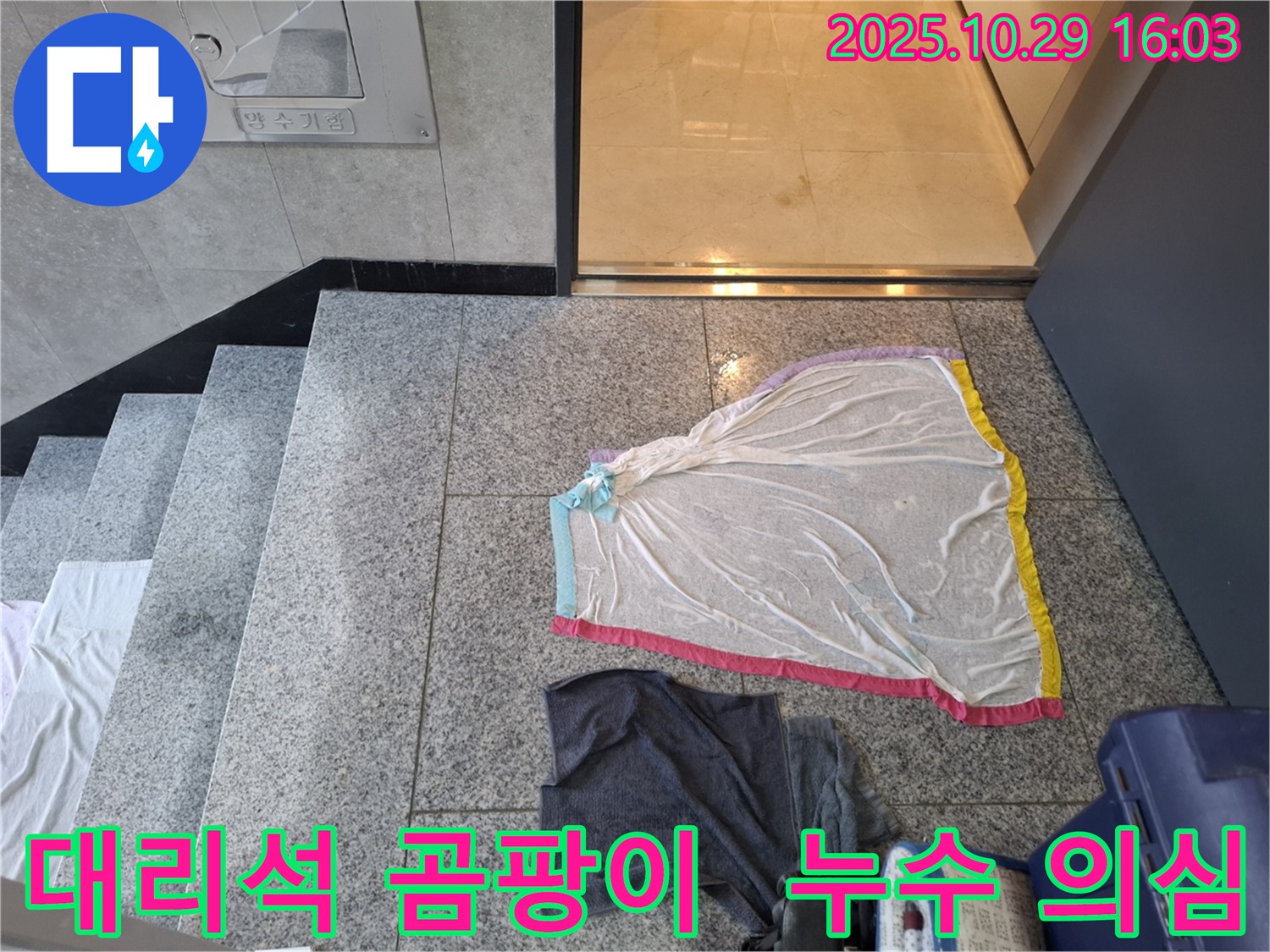 덕양구 지축동 누수 현장 - 대리석 곰팡이 발생, 누수 의심