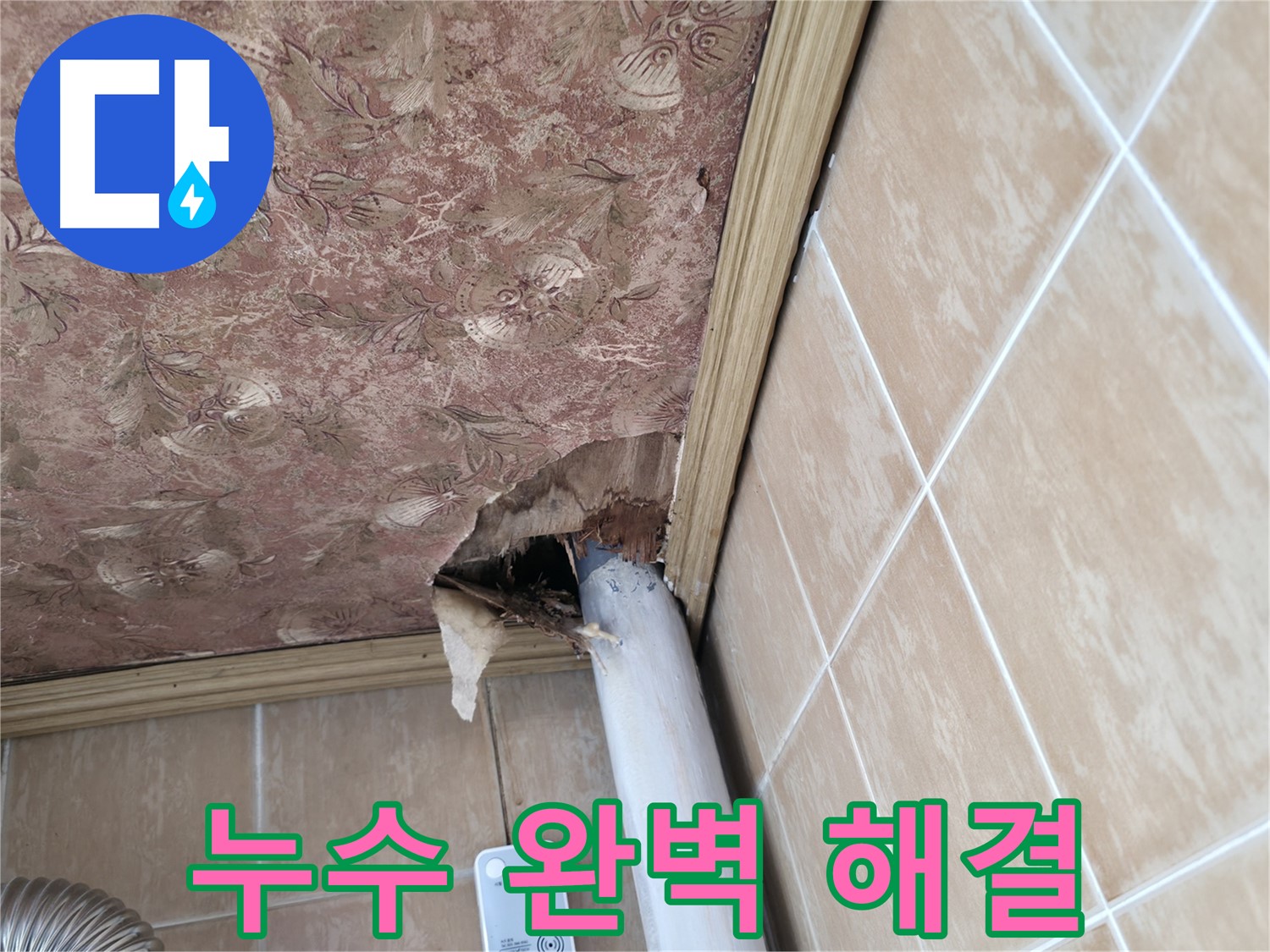 천장 배관 누수 탐지 후 건조 작업 - 완벽한 마감으로 재발 방지