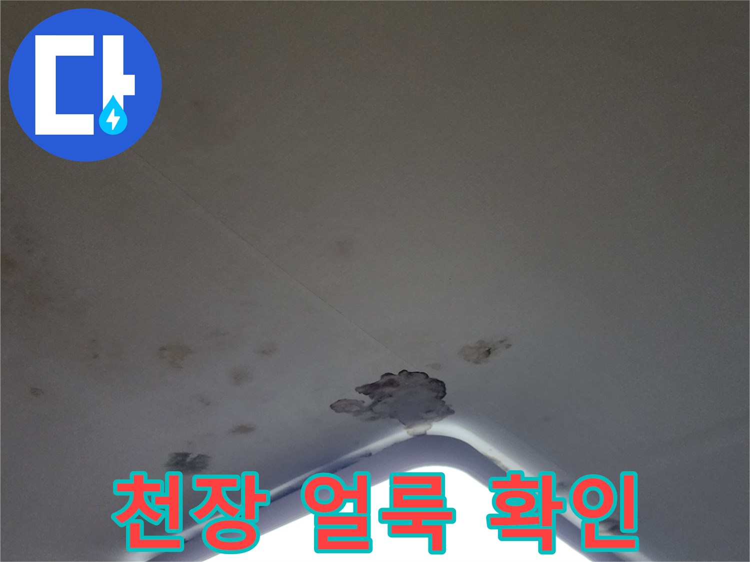 조명 기구 주변의 곰팡이와 물얼룩 사진