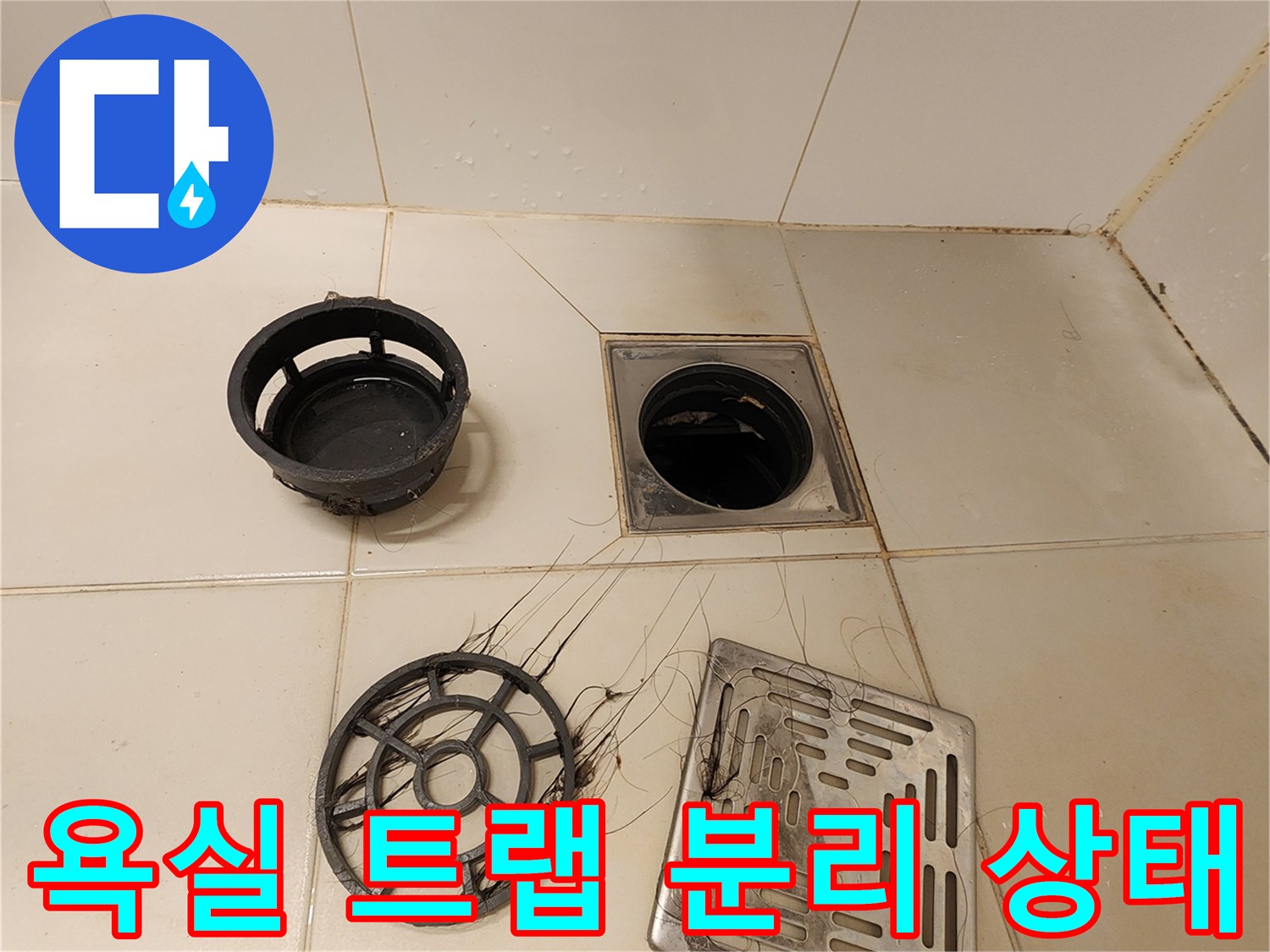 배수구-덮개와-트랩의-분리된-모습