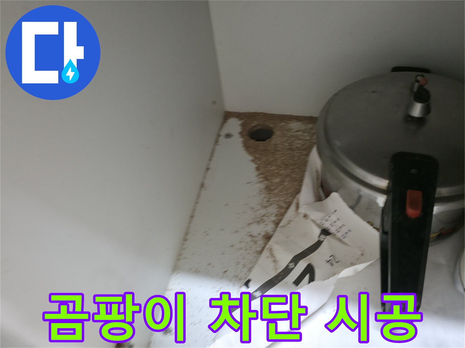 싱크대 밑 - 톱밥 - 나무 부식 - 누수 긴급 점검