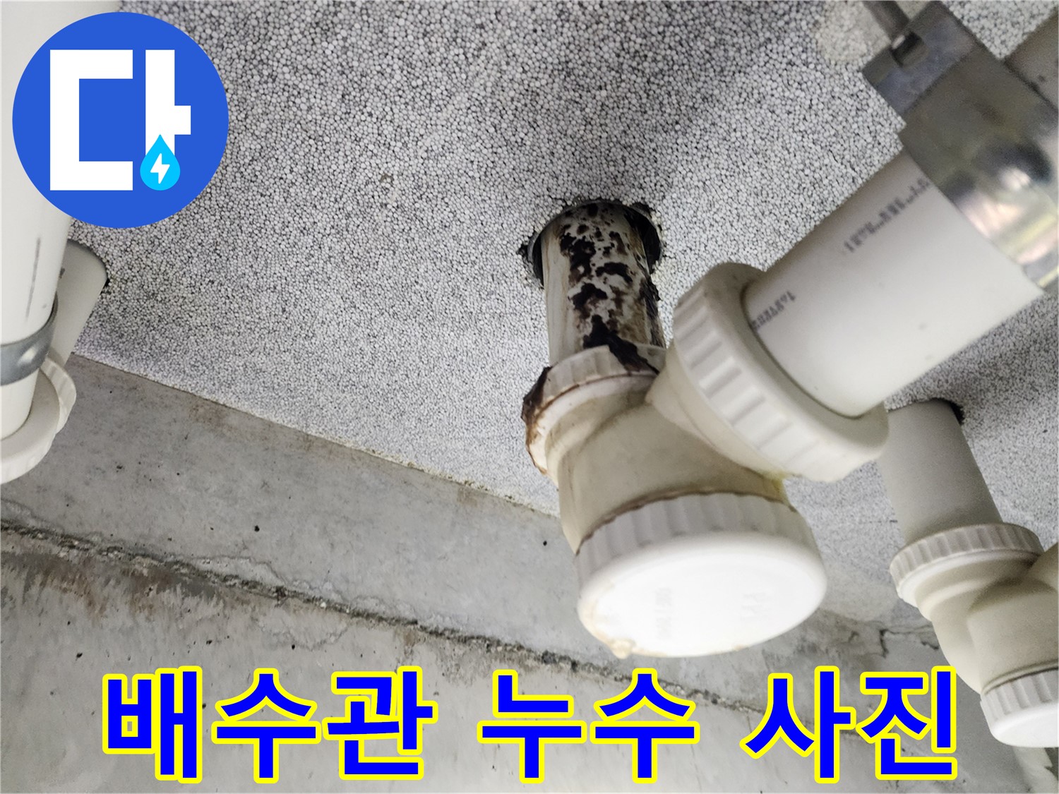 배수관 누수 사진 - 누수 발생 부위 자세히 보여주는 이미지
