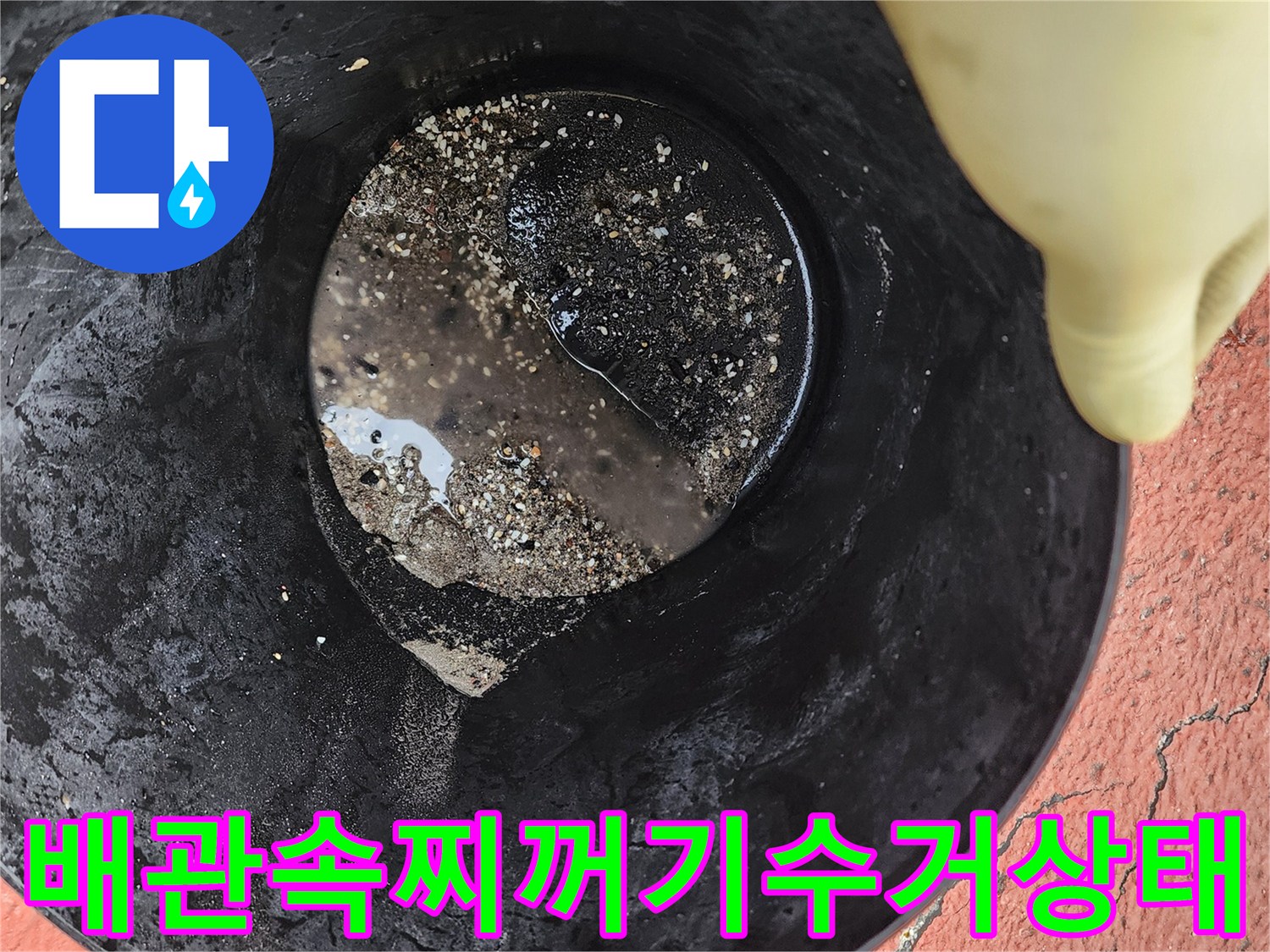 배수구-청소후-나온-기름슬러지와-이물질