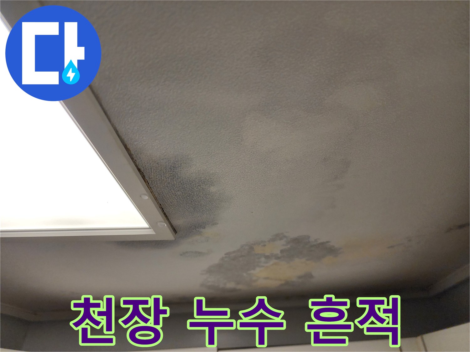 천장-표면의-물자국과-어두운-변색-부위
