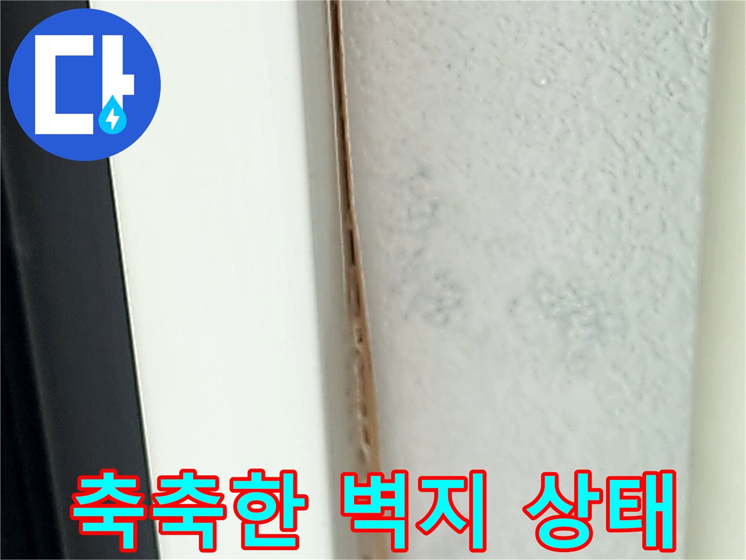 영중면 현장 사진-습기로 인해 변색된 벽지 표면