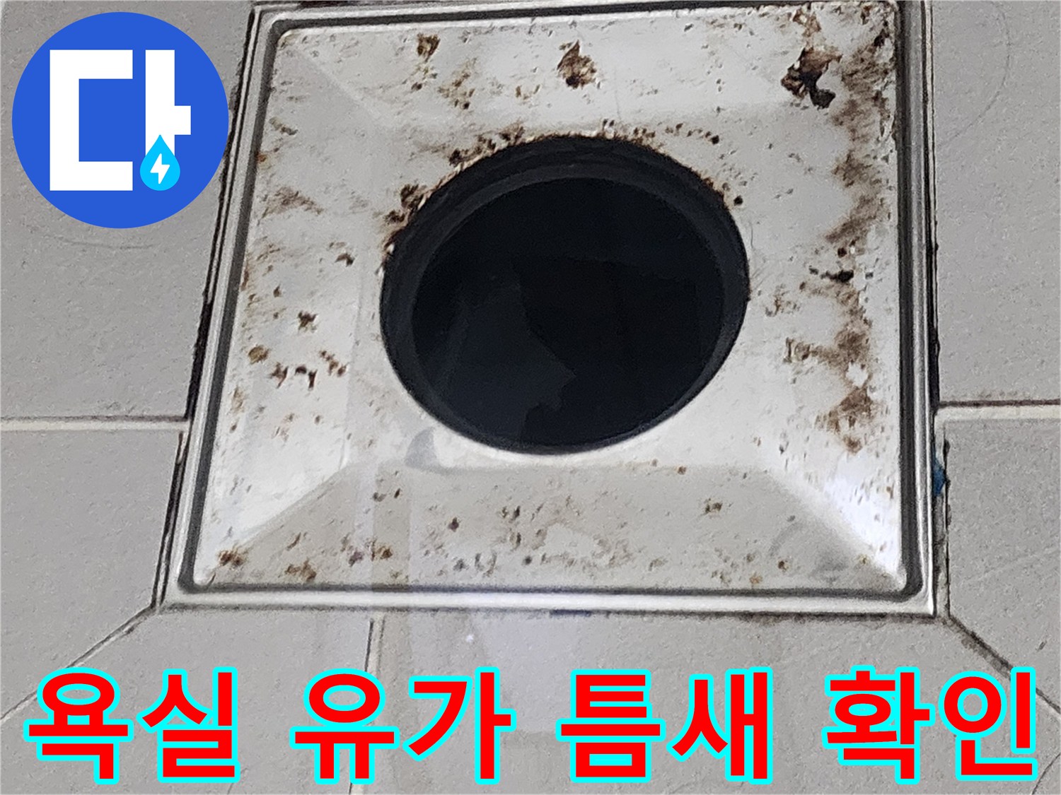 배수구-유가-테두리의-이물질과-균열-상태