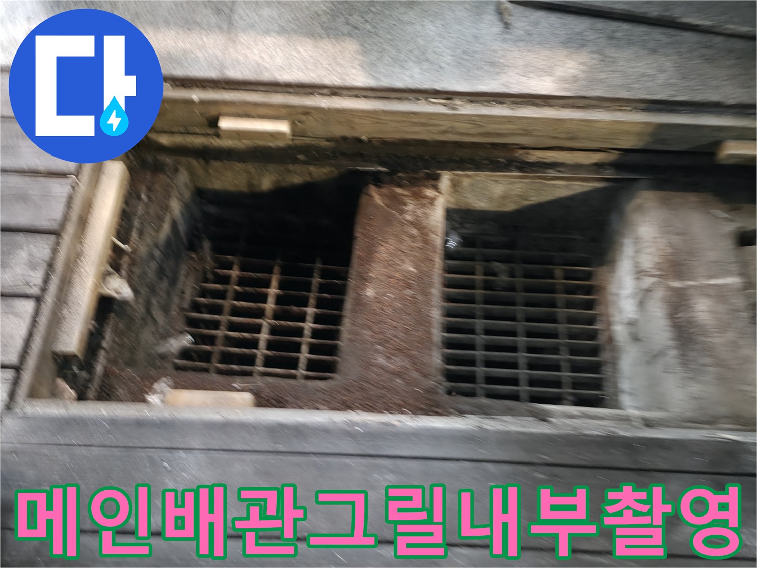 하수도 역류 해결을 위해 메인 배관 입구의 상태를 촬영한 사진
