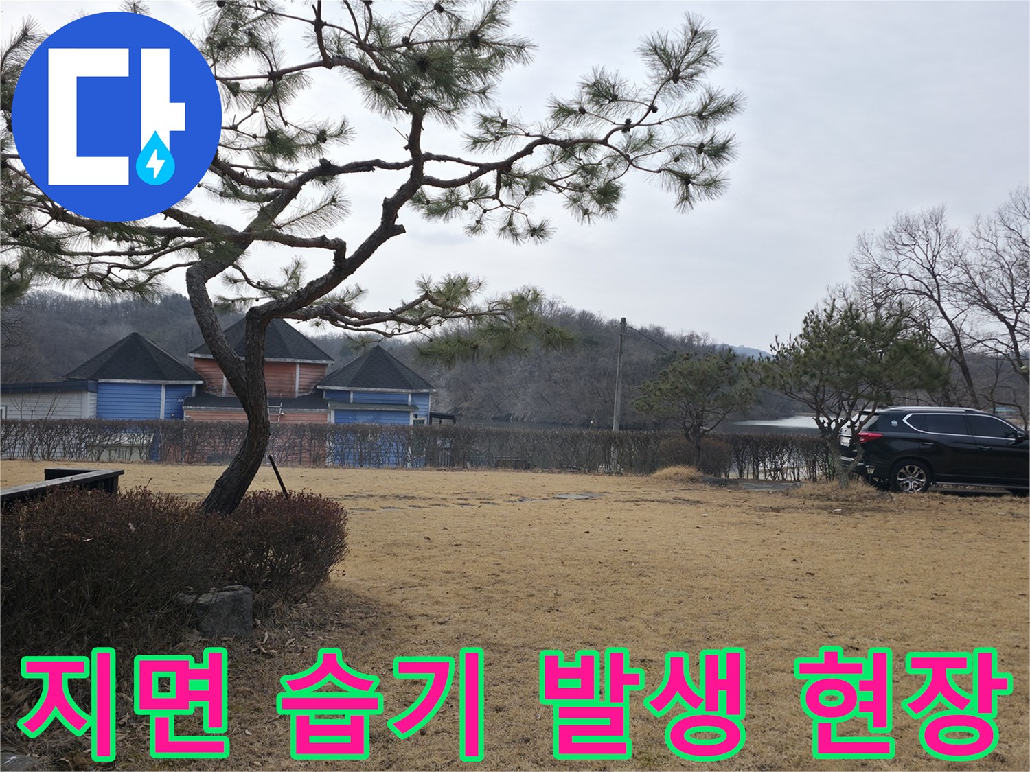 양주 광적면-물샘 증상이 나타난 전원주택 마당의 모습