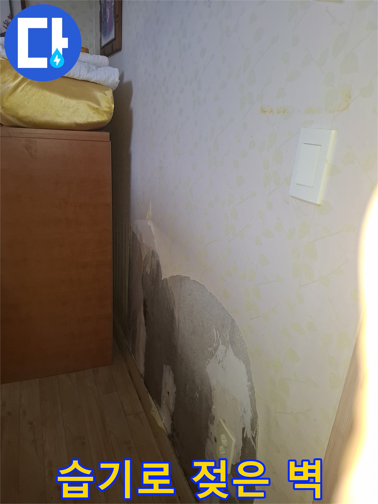 물기가 스며든 콘크리트 노출 부위
