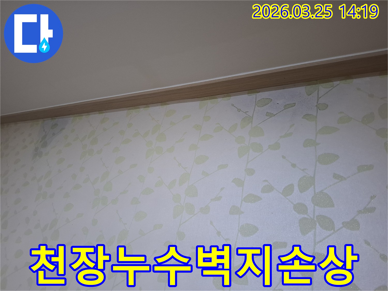 아파트-천장-벽지가-누수로-인해-변색되고-손상된-모습입니다