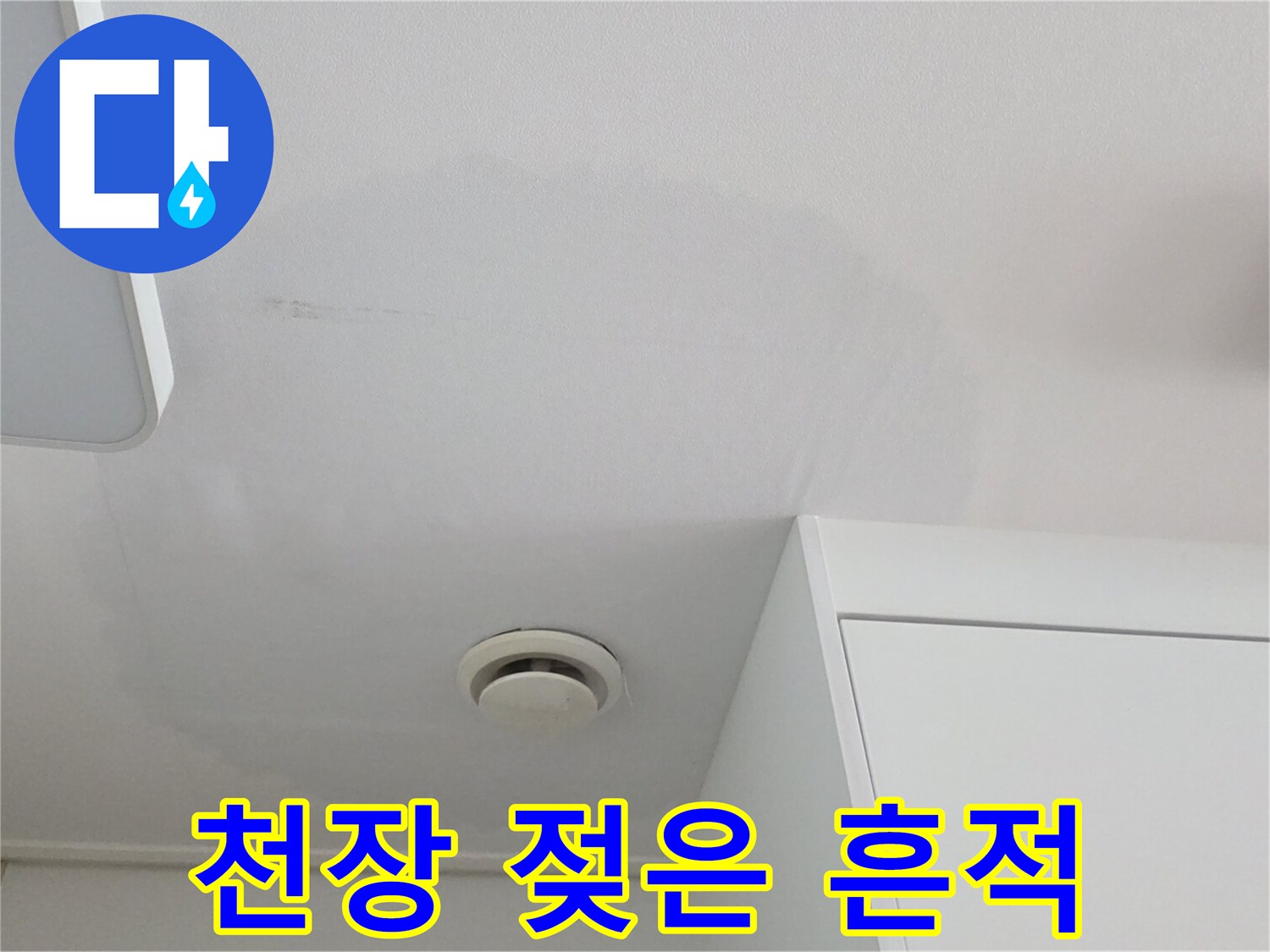 넓게 번진 회색빛의 천장 물자국 현상