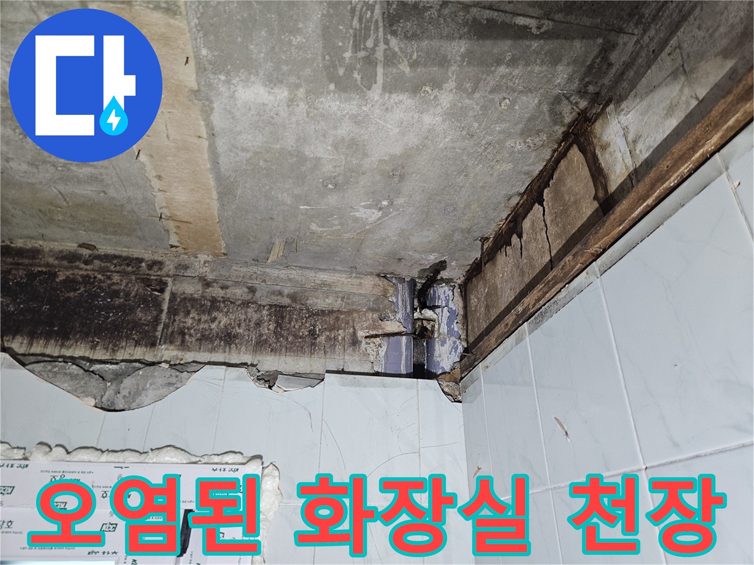 천장 슬래브-물샘으로 인한 곰팡이 및 변색