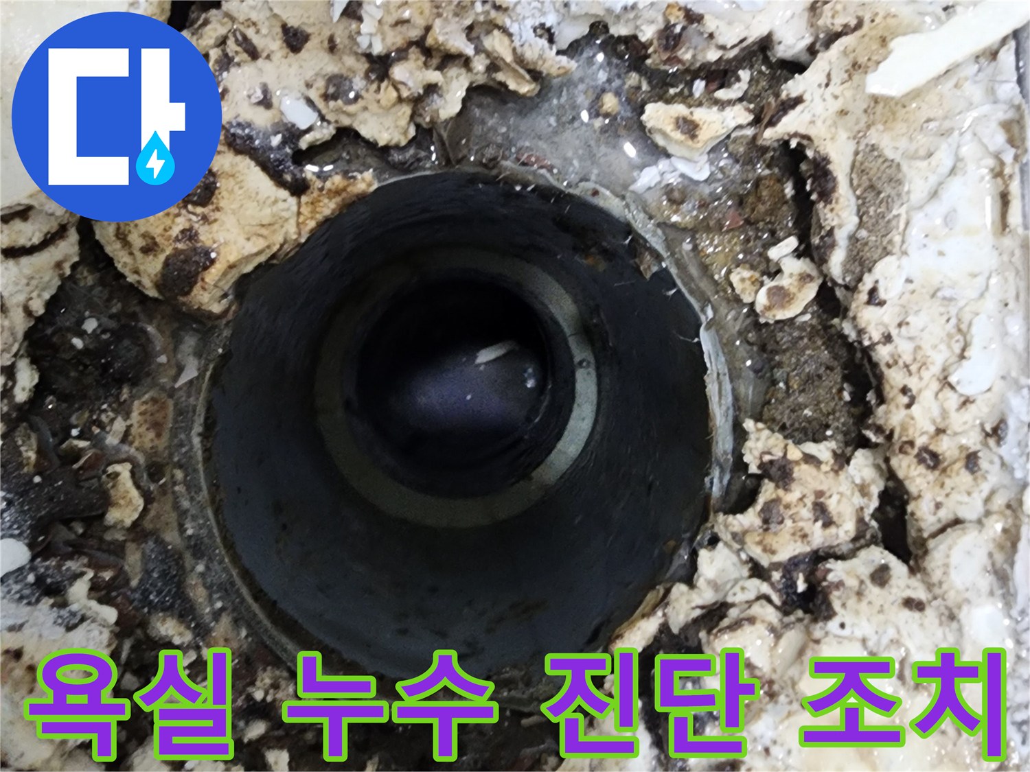 서울 서대문구 욕실 바닥에서-발견된 물샘 누수 현장을-진단하고 신속하게 조치하는 모습