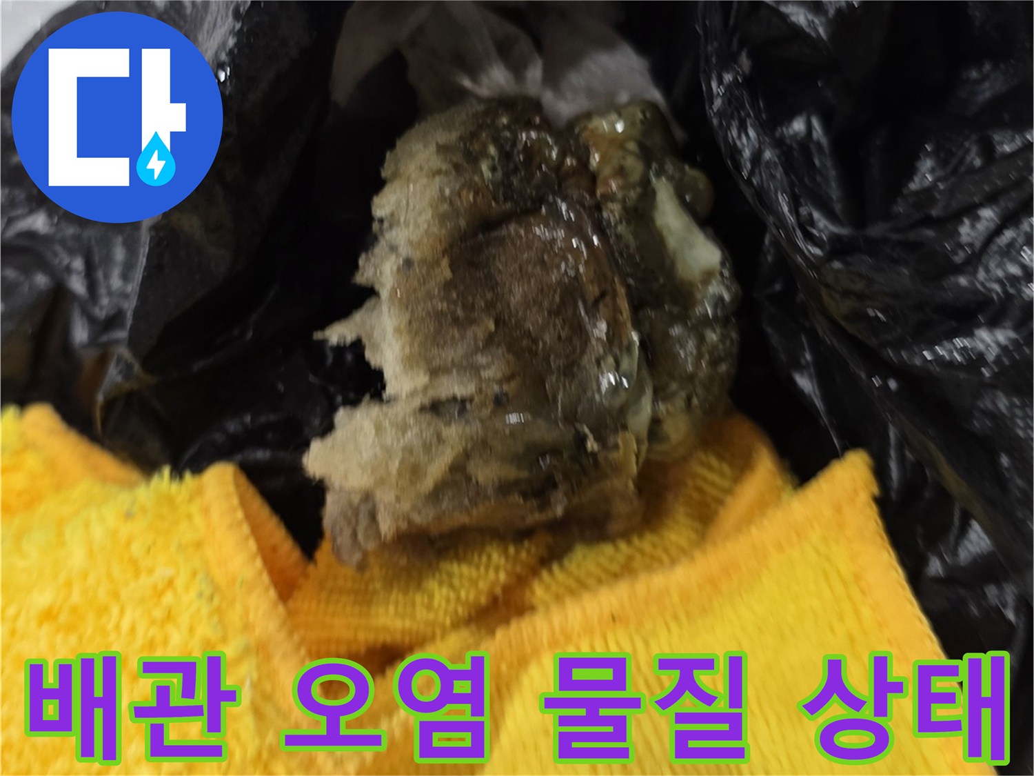 작업 중 수거한-배관 내부 슬러지 덩어리