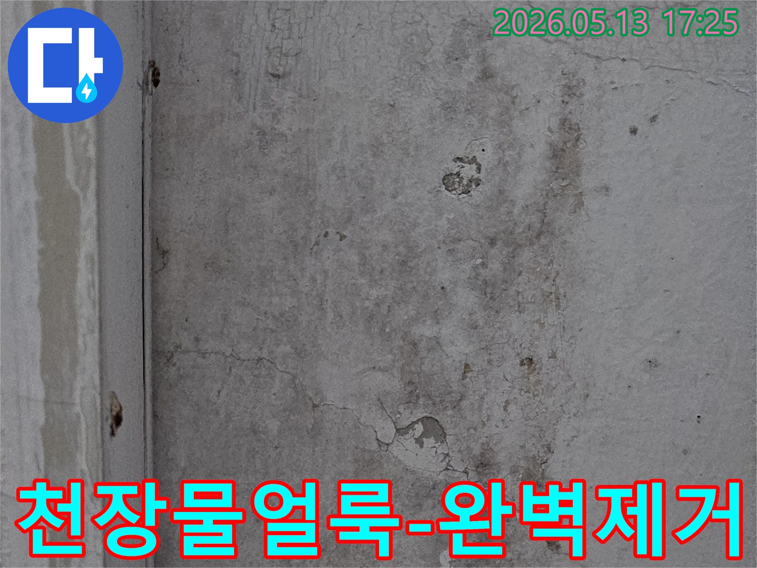 의정부-신곡신일1차-아파트-천장의-누수-얼룩과-벽면의-손상-상태