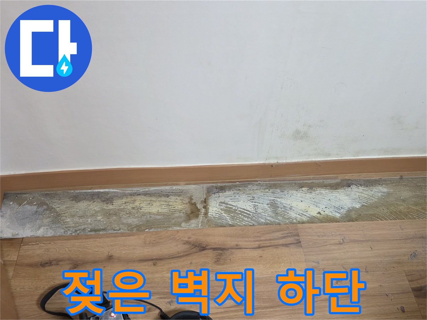 습기로 오염된-실내 벽면과 걸레받이 경계