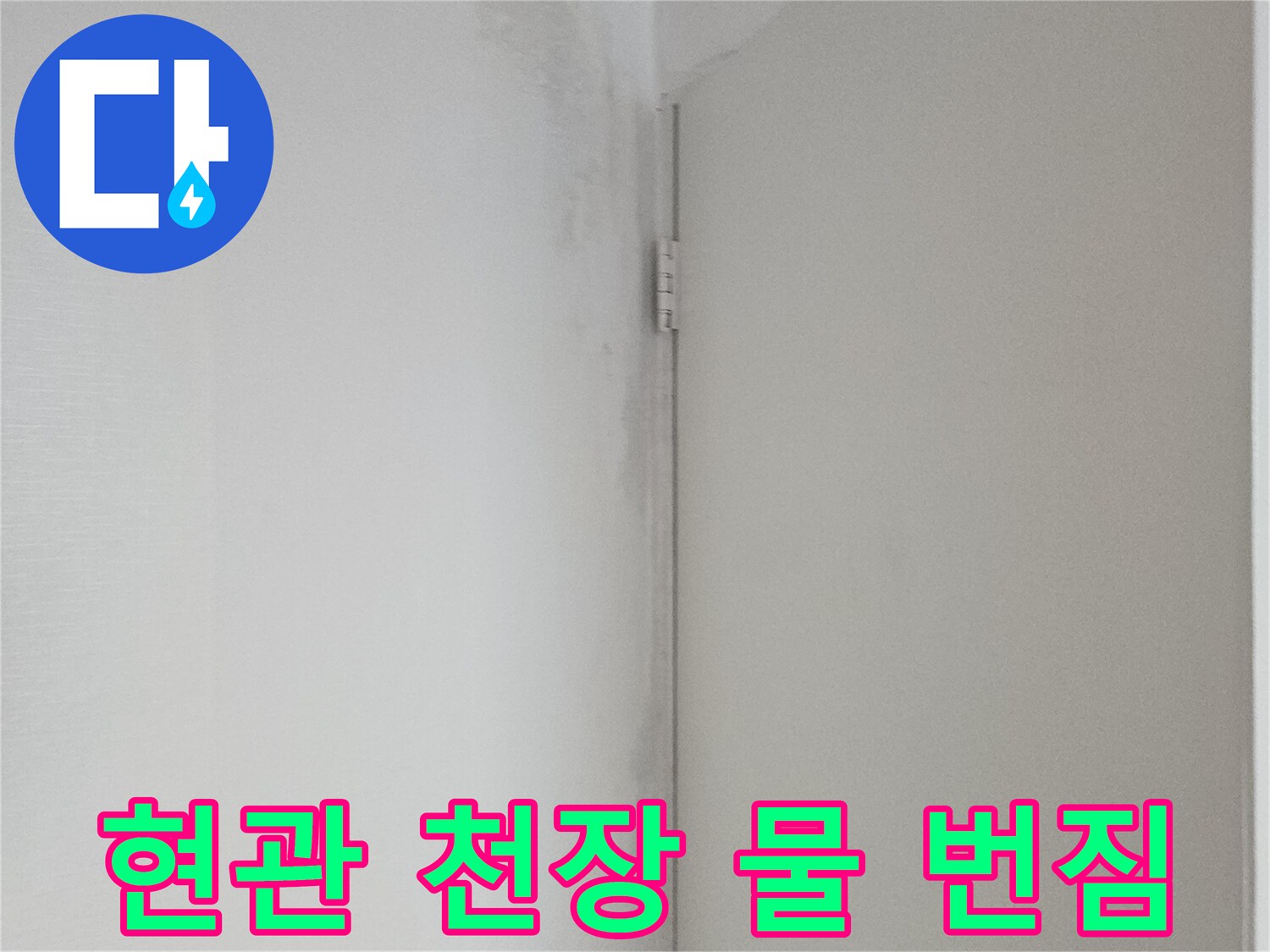 현관 천장 부위 - 누수로 인한 습기 및 얼룩