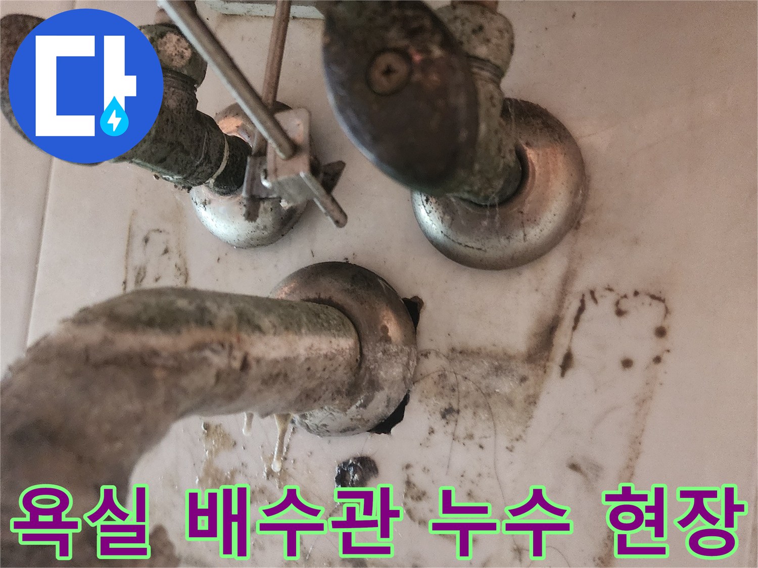 욕실-세면대-하부에서-발견된-배수관-누수-현장